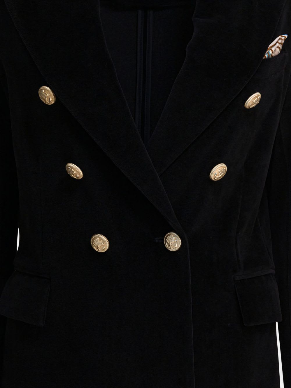 Circolo 1901 Double-breasted Velvet Jacket Featuring Pockets In Black
