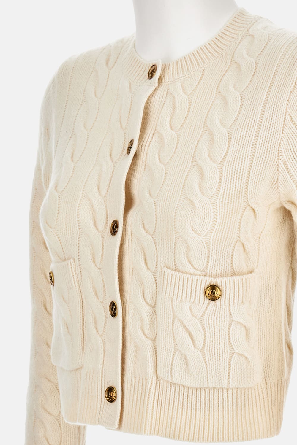 Polo Ralph Lauren Cardigan Cable Gold Btn In Neutral