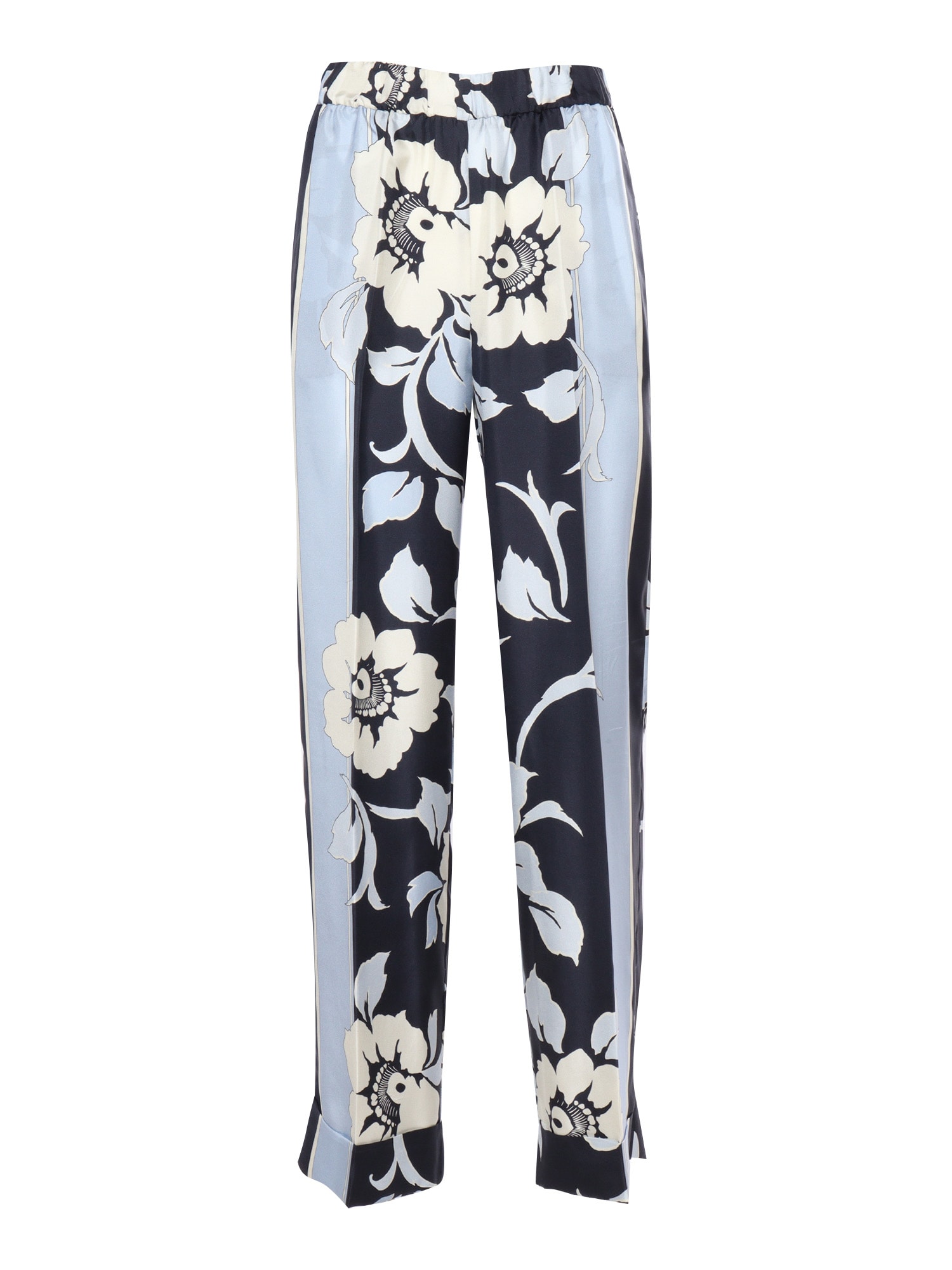Shop P.a.r.o.s.h Floral Print Silk Trousers In Multicolor