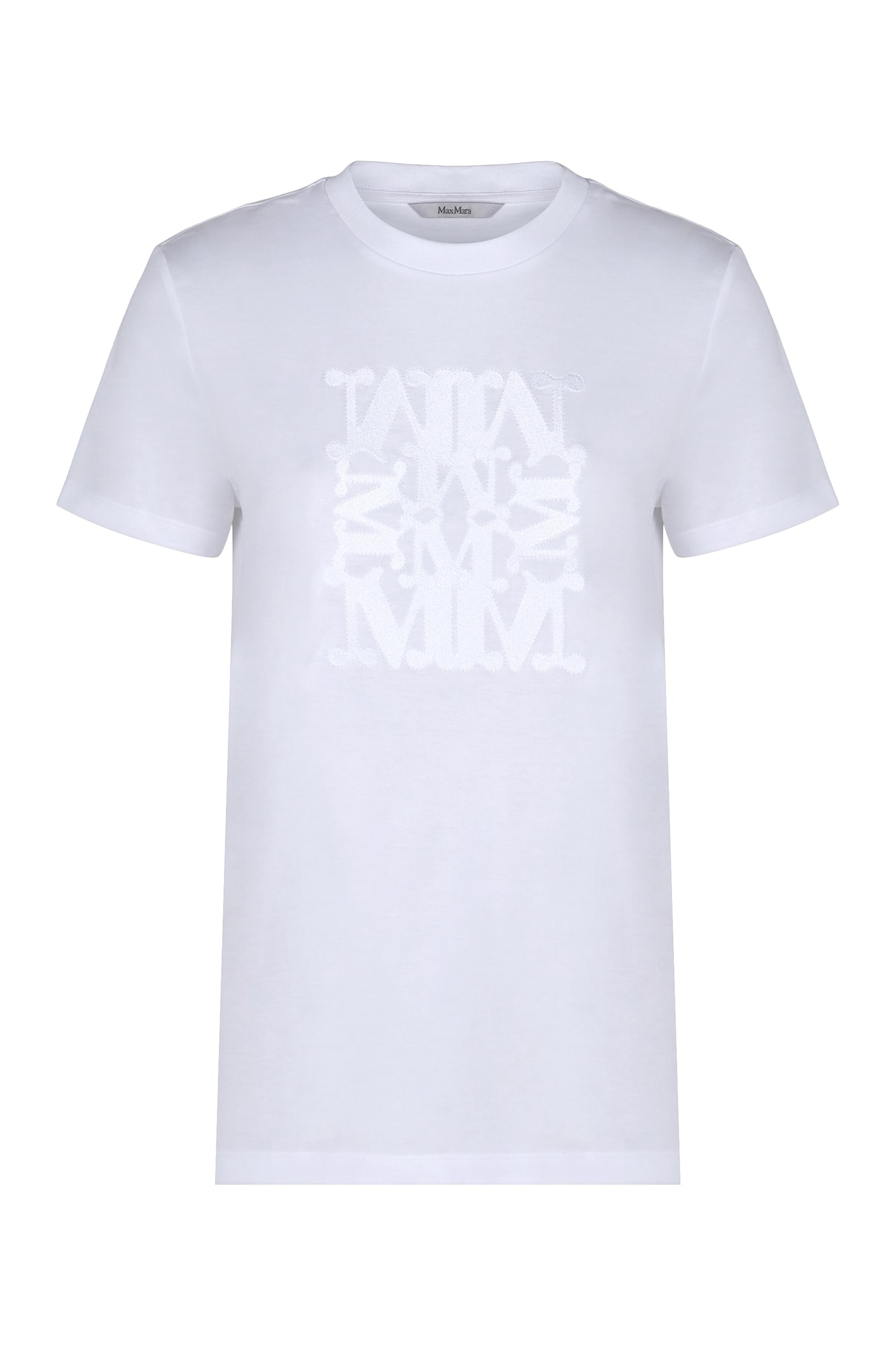 Max Mara Cotton T-shirt With Embroidery In Multi