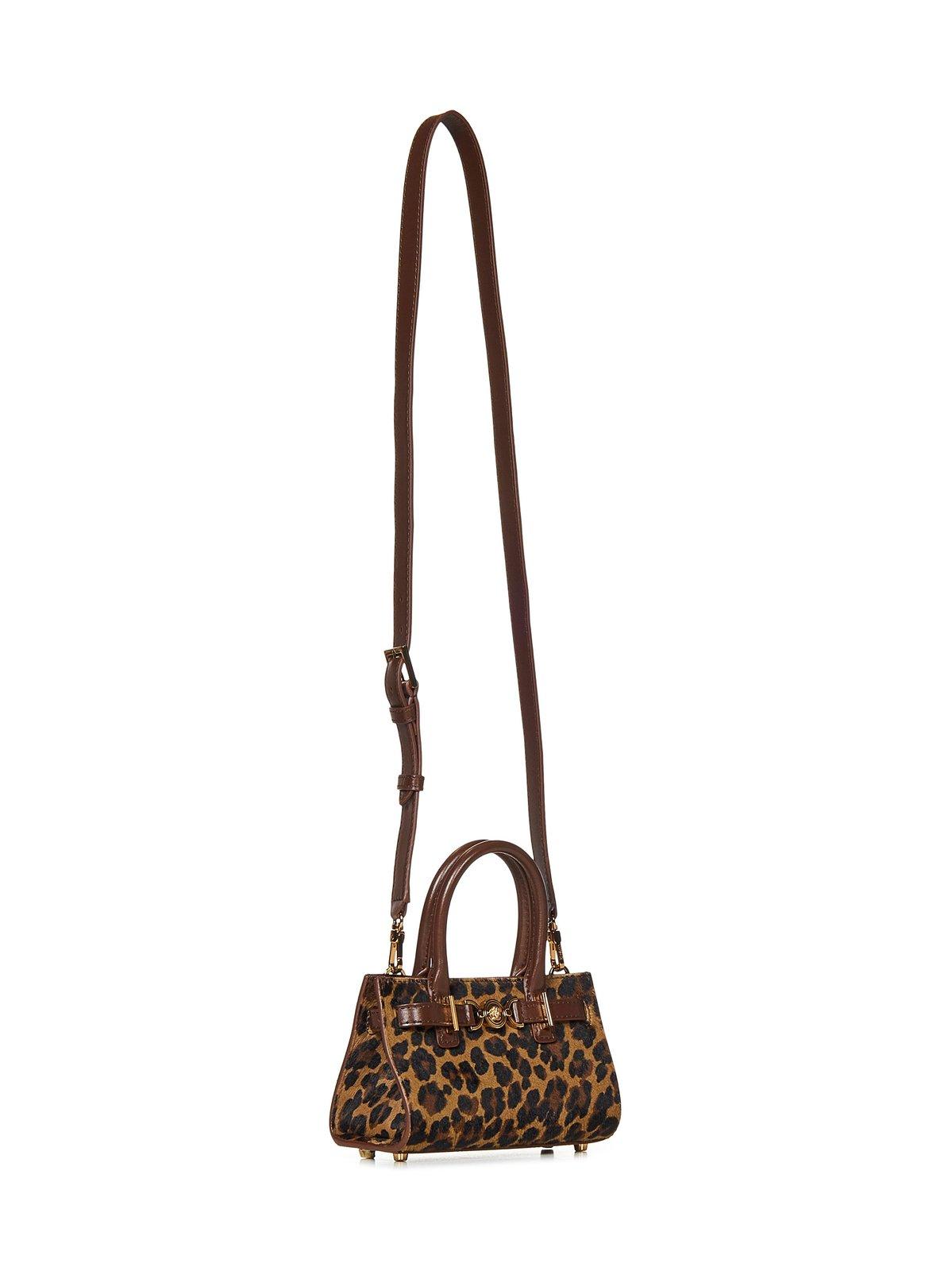 Shop Versace Medusa-plaque Leopard Printed Tote Bag In Brown