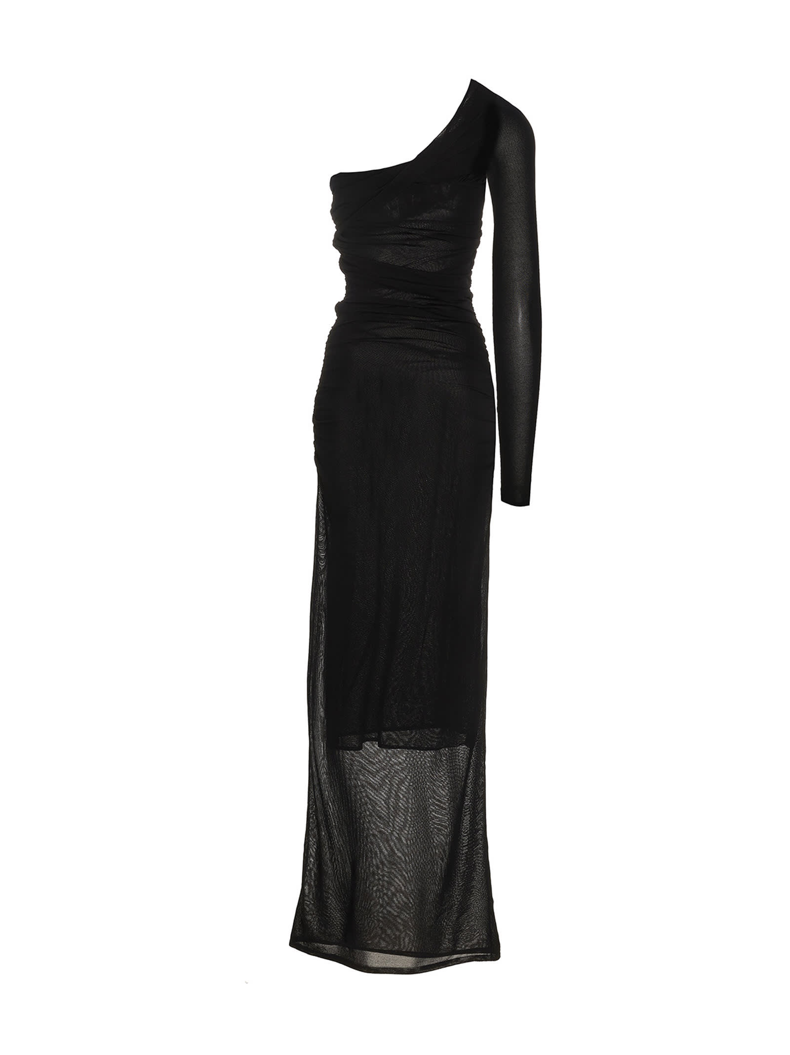 Shop Saint Laurent Draped Long Dress In Black