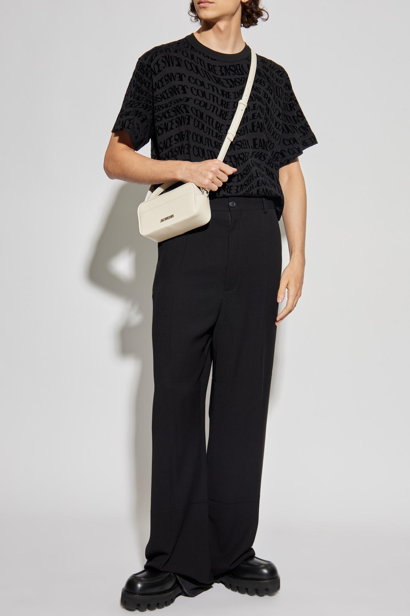 Versace Jeans Couture T-shirt With A Monogram And A Velvety Finish In Black