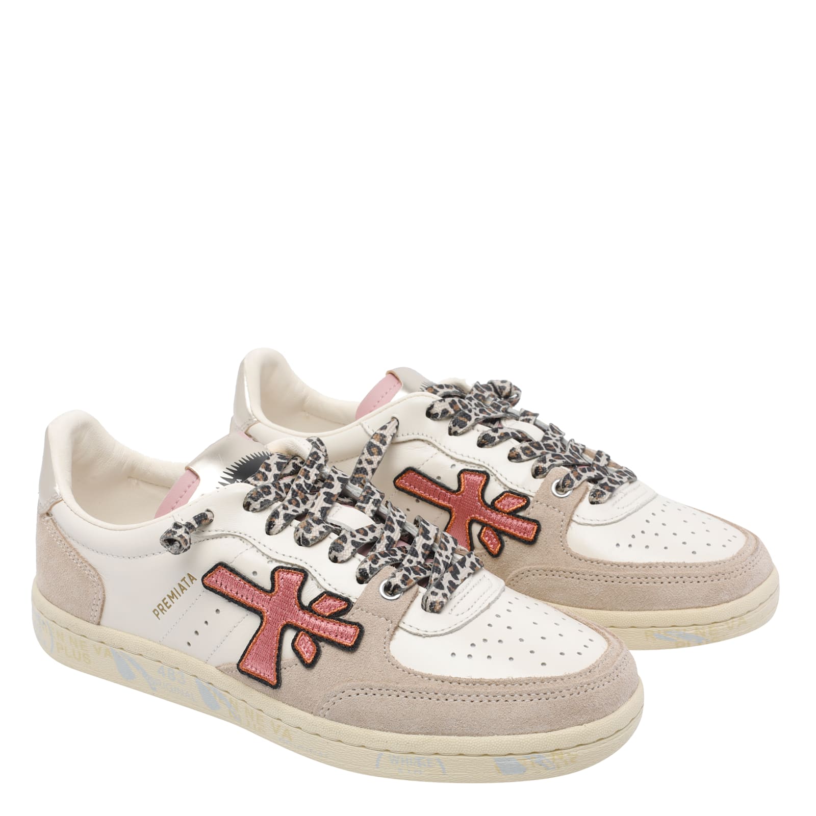Premiata Contemporary Low Top Sneakers With Unique Features In White