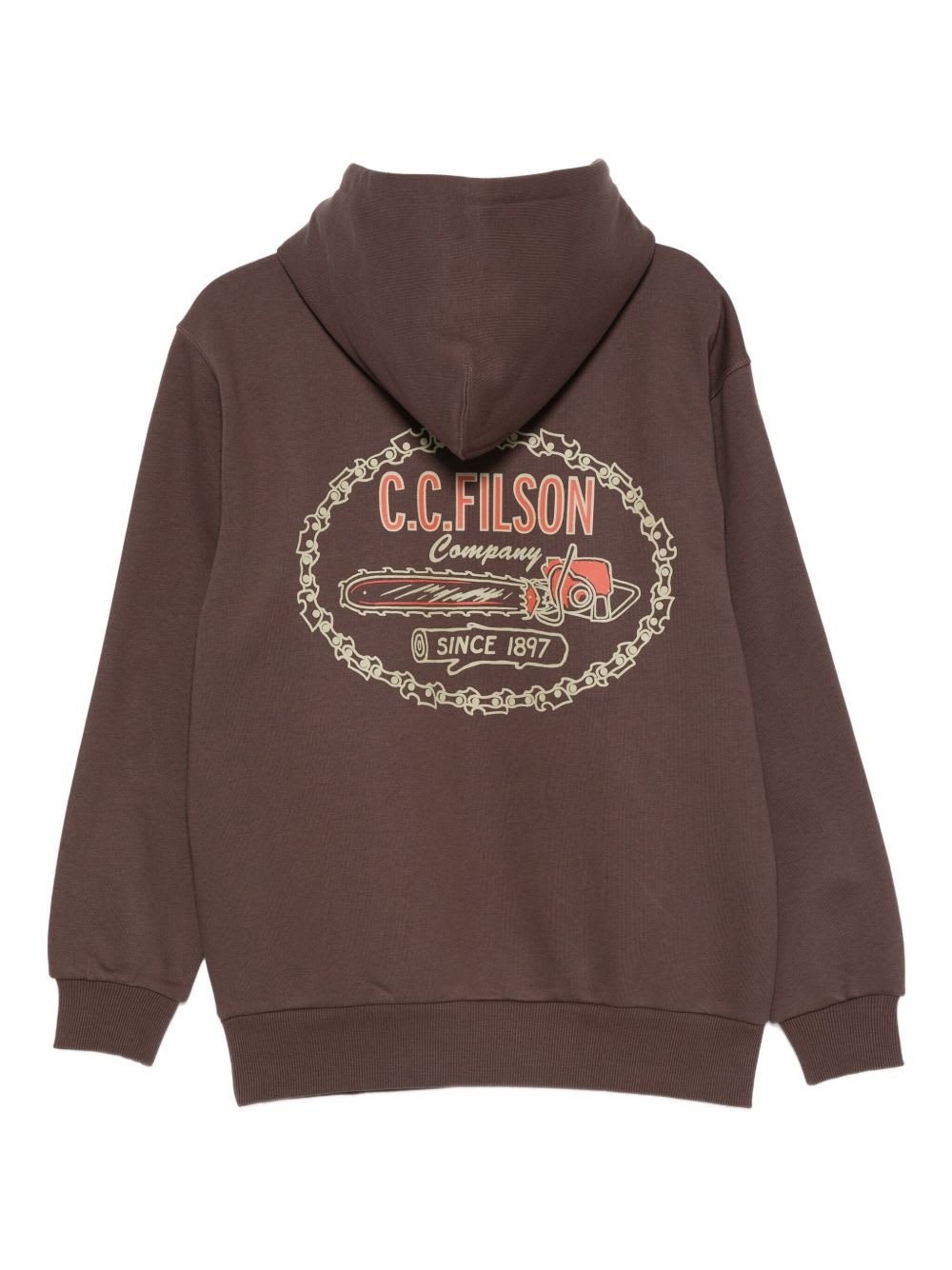 Filson Printed Cotton Hoodie In Brown