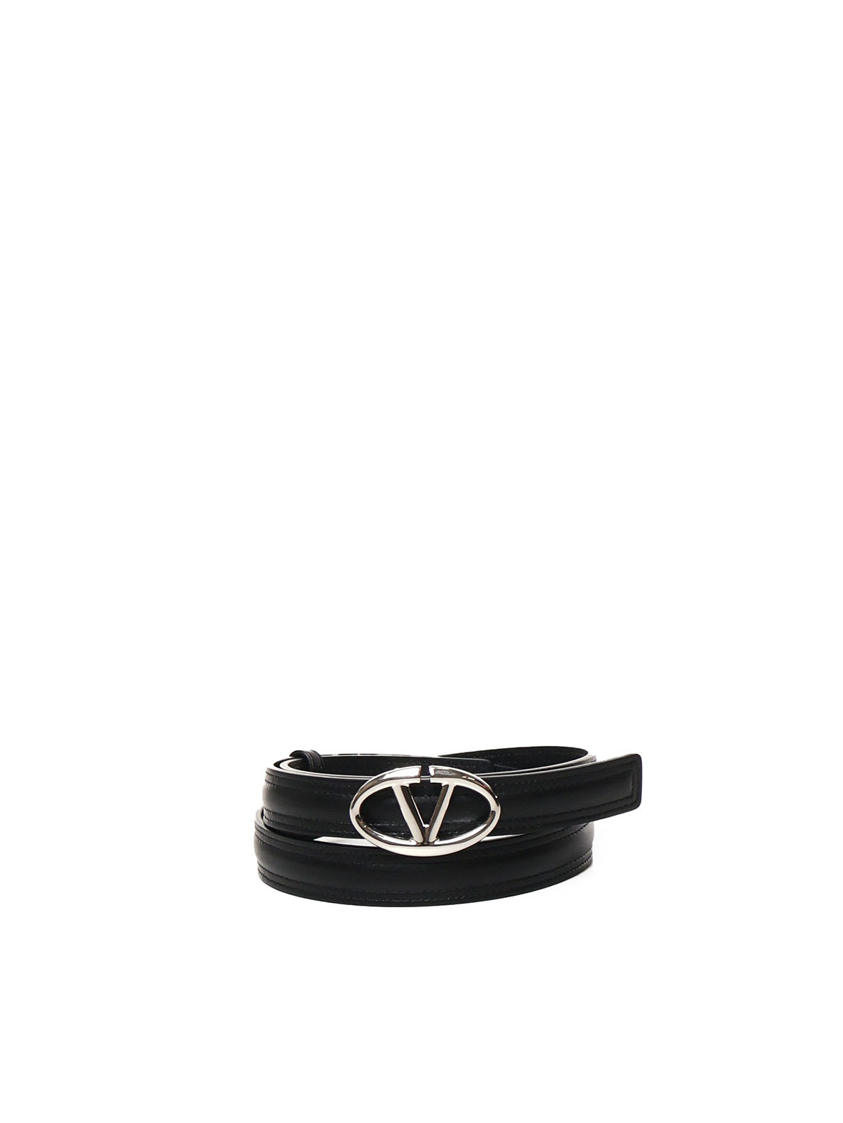 VALENTINO GARAVANI OVAL VLOGO LEATHER BELT 