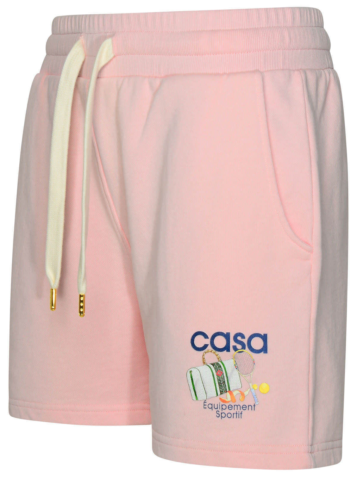 Shop Casablanca Equipement Sportif Pink Organic Cotton Shorts In Pink Loopback