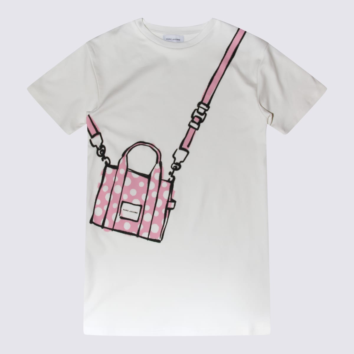 Marc Jacobs Kids' White, Pink And Black Cotton T-shirt In Ivory