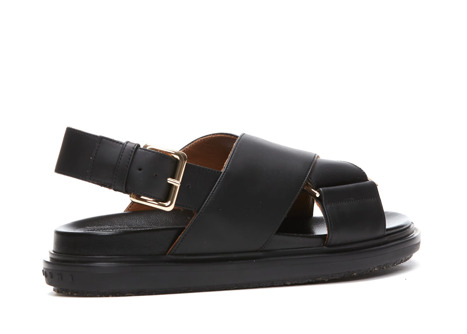 Shop Marni Leather Fussbet In Black