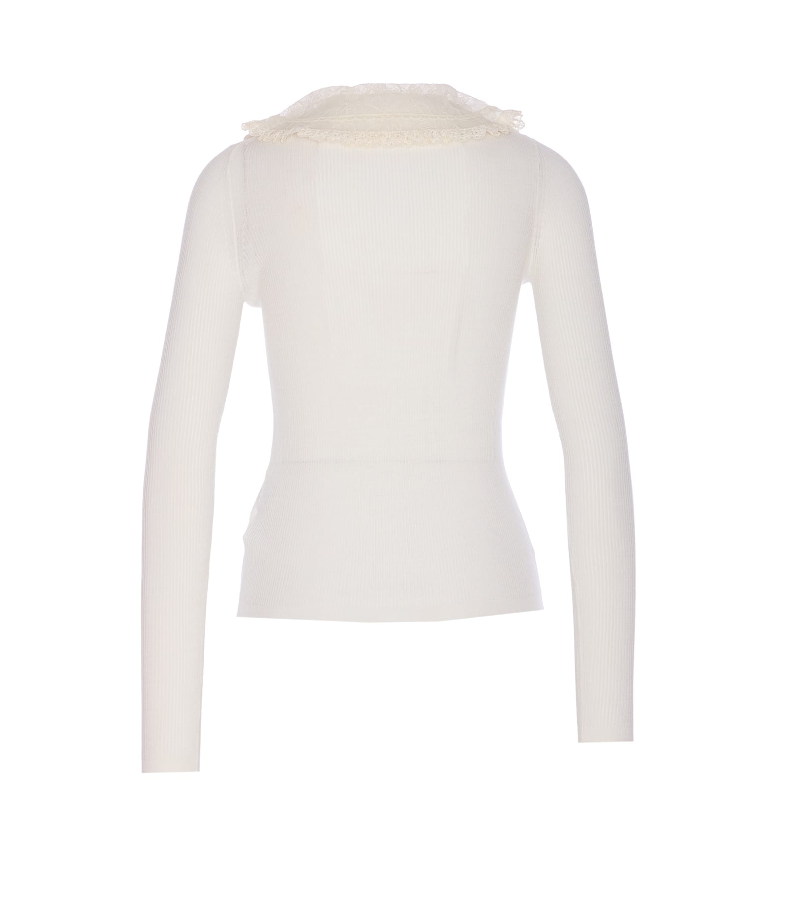 Chloé Knitwear With Lace Collar Detail In White