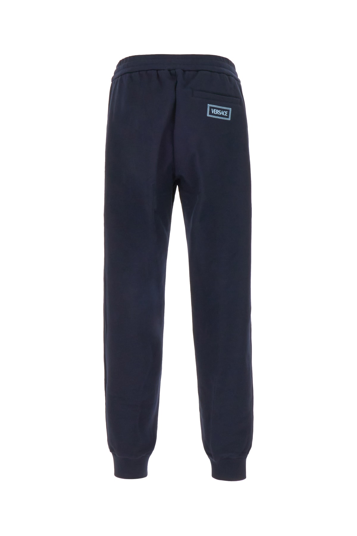 Shop Versace Midnight Blue Cotton Joggers In Navy Blue