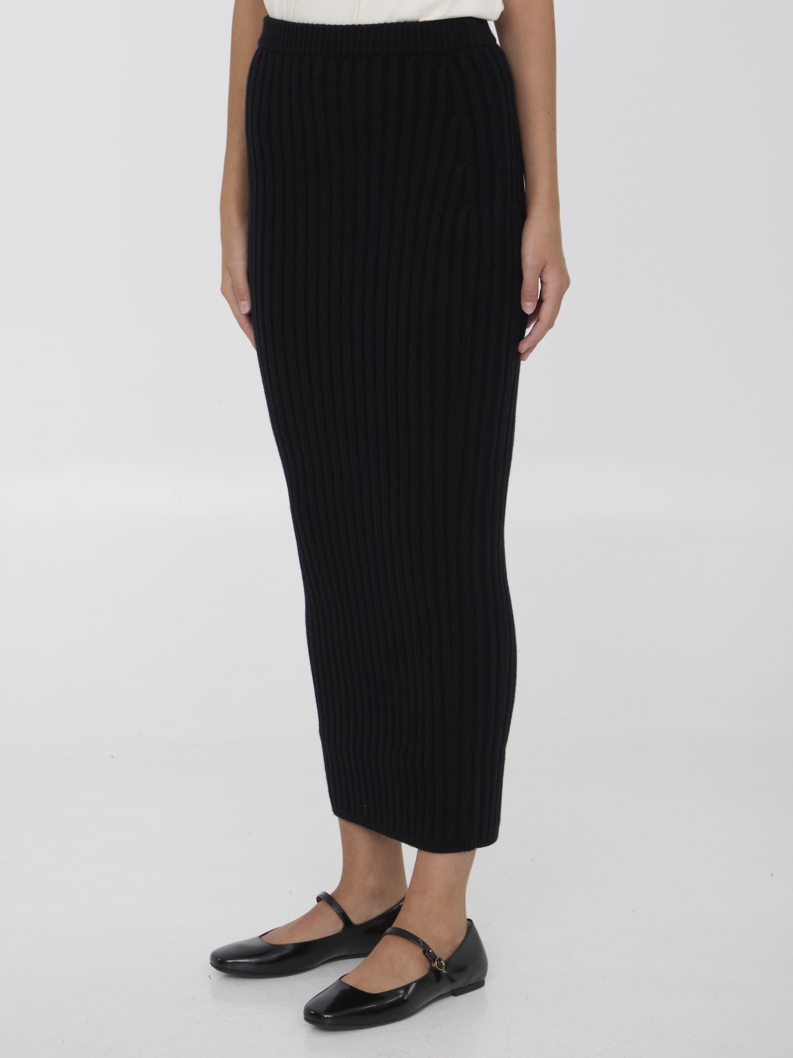 Shop Max Mara Knit Pencil Skirt In Black