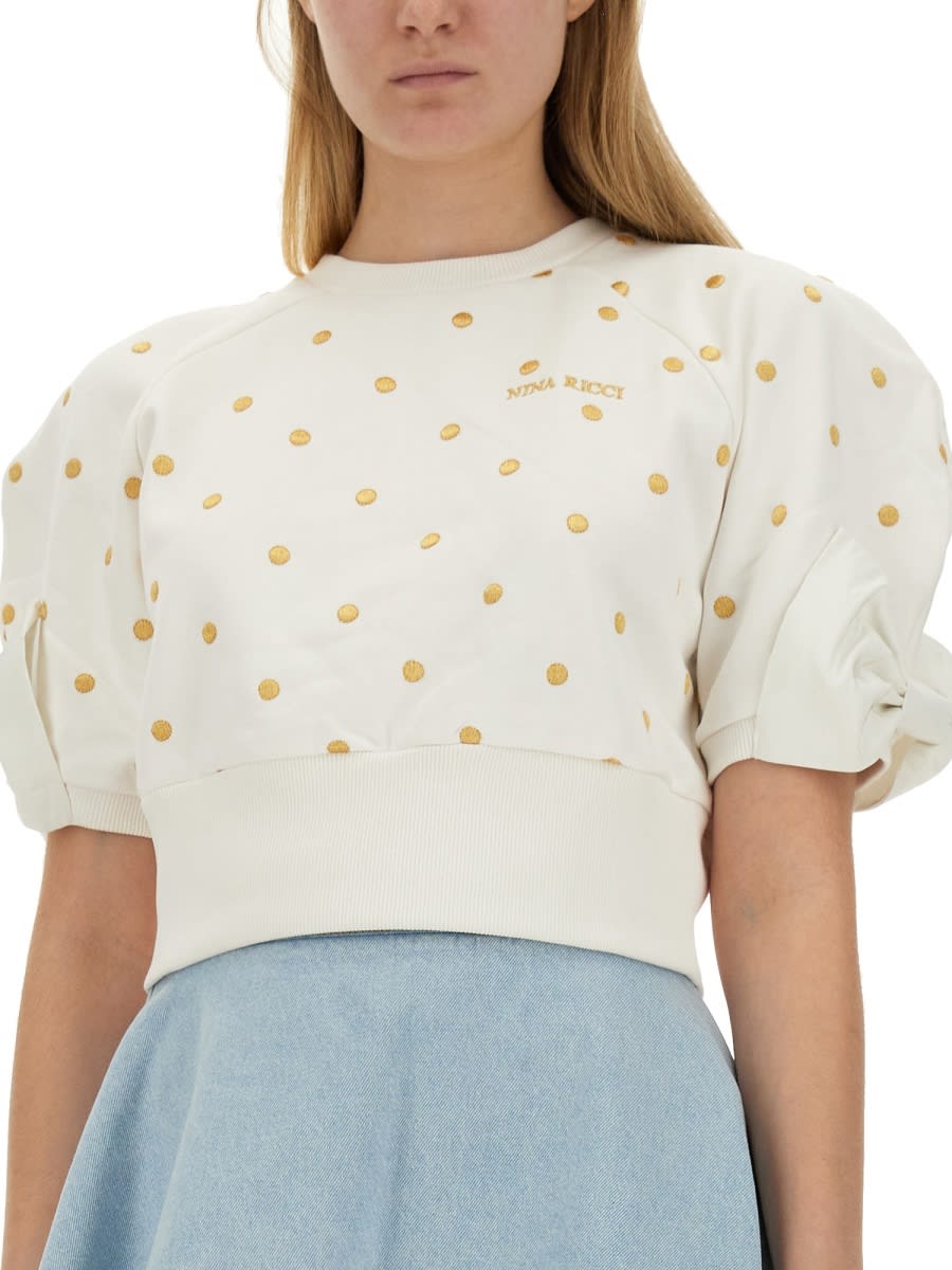 Shop Nina Ricci Cropped Sweatshirt With Raglan Sleeves In White