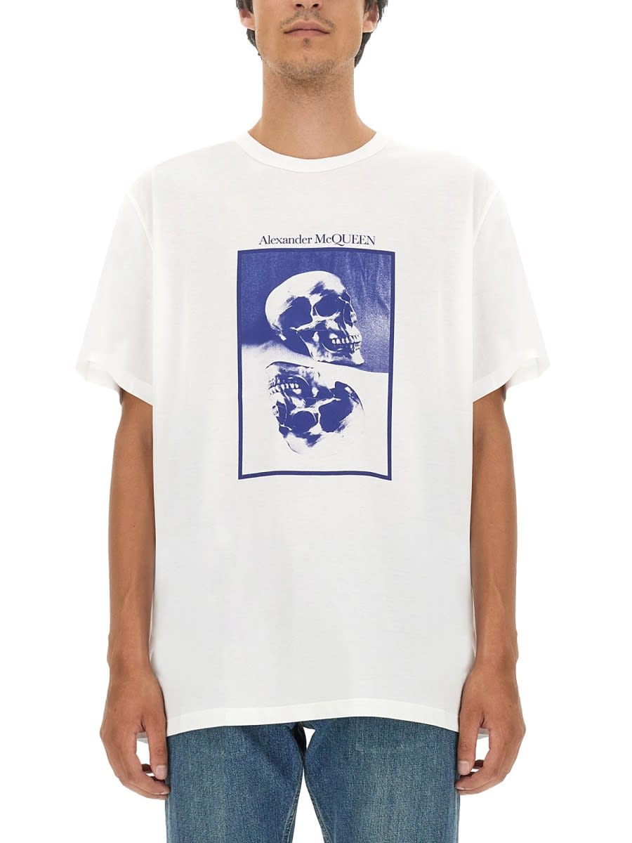 Shop Alexander Mcqueen Logo Print T-shirt In White