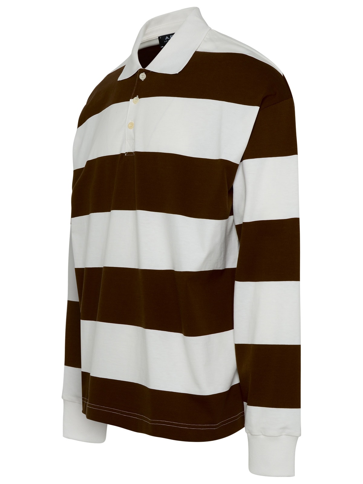 Shop Apc Brown And White Cotton Riley Polo Shirt In Multicolor