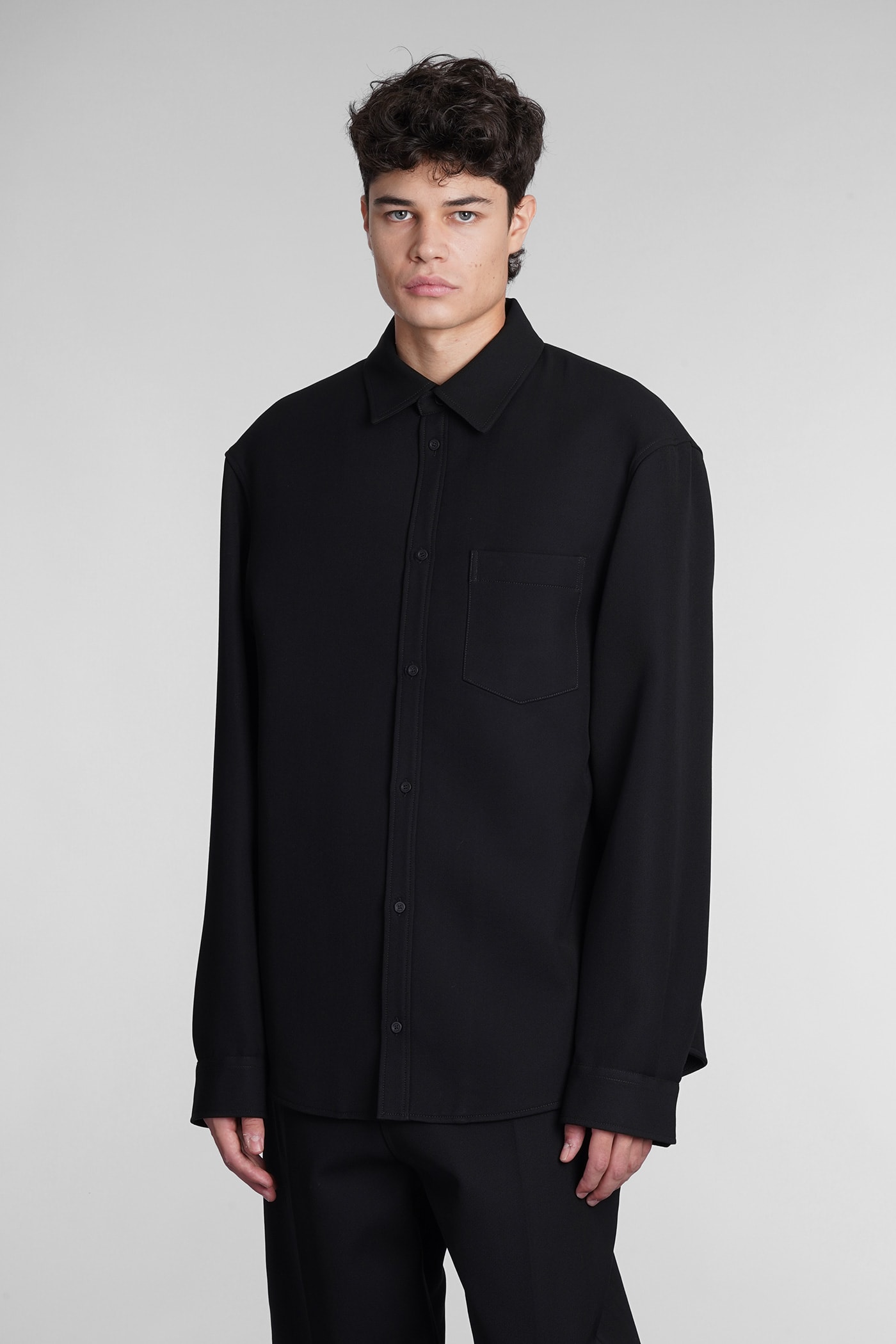 Balenciaga Shirt In Black Wool