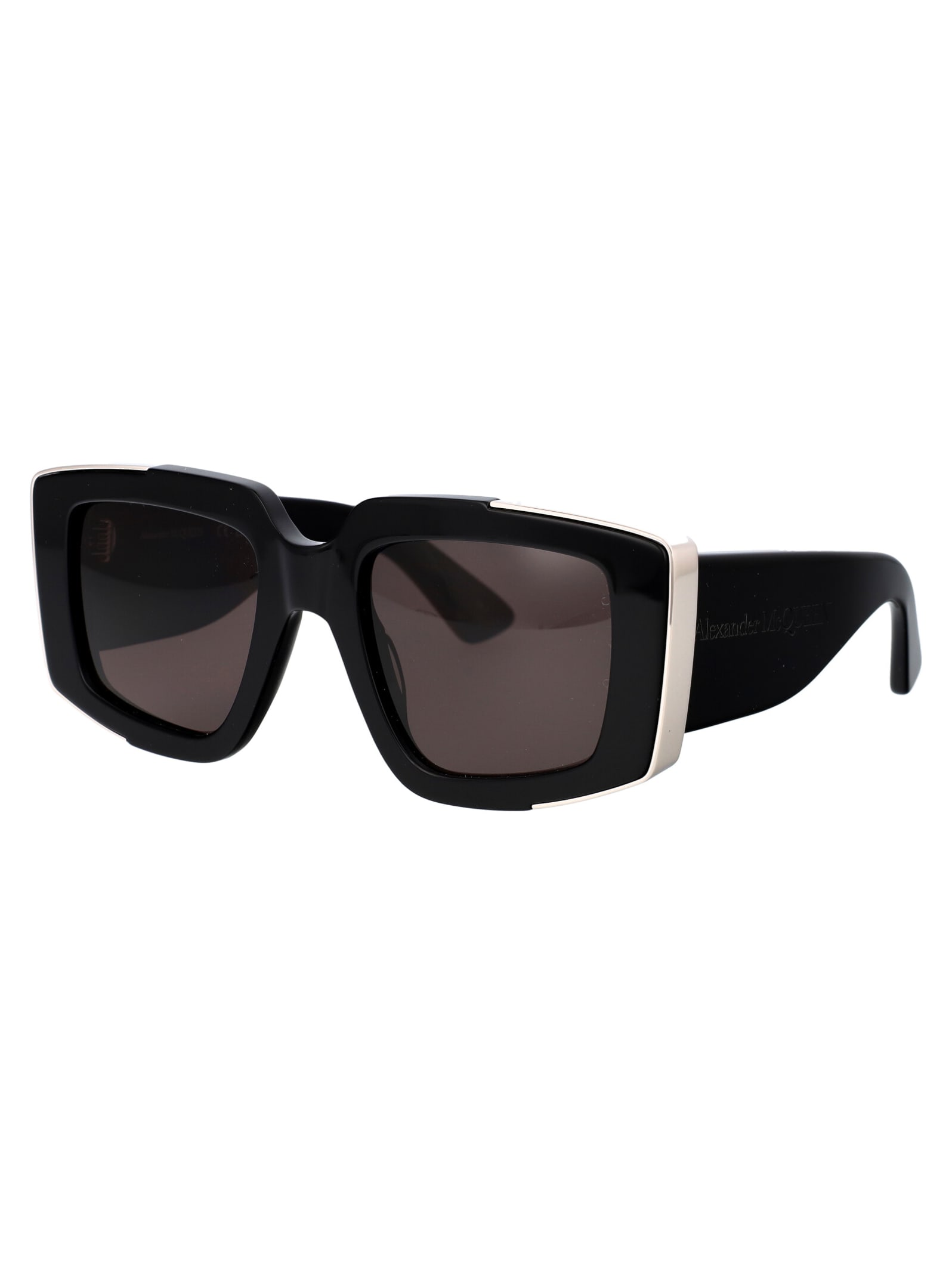 Shop Alexander Mcqueen Am0446s Sunglasses In 001 Black Black Grey