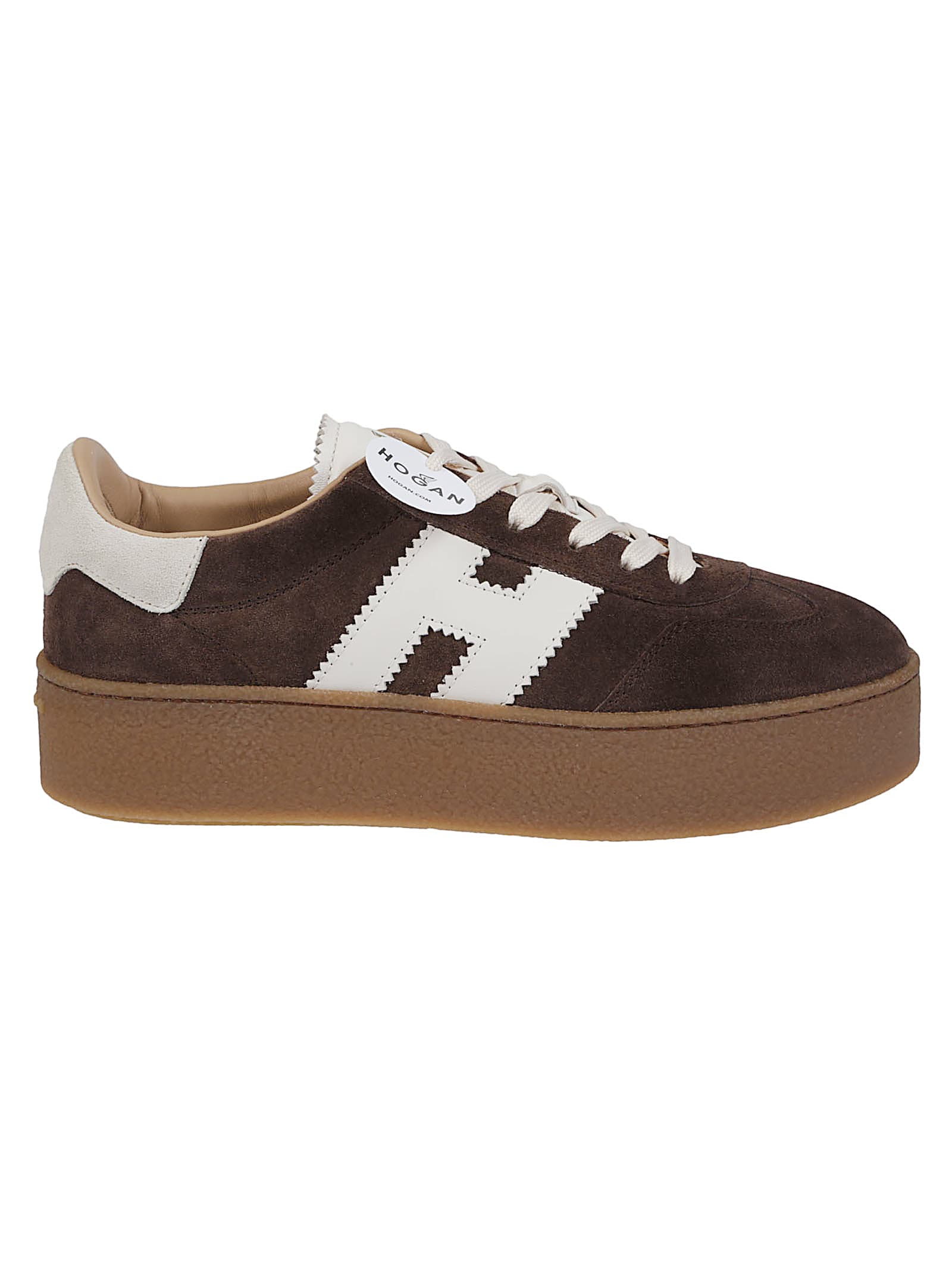 Hogan Chocolate Brown Suede Platform Sneakers With Lace-up Closure And H Logo Detail In Brown