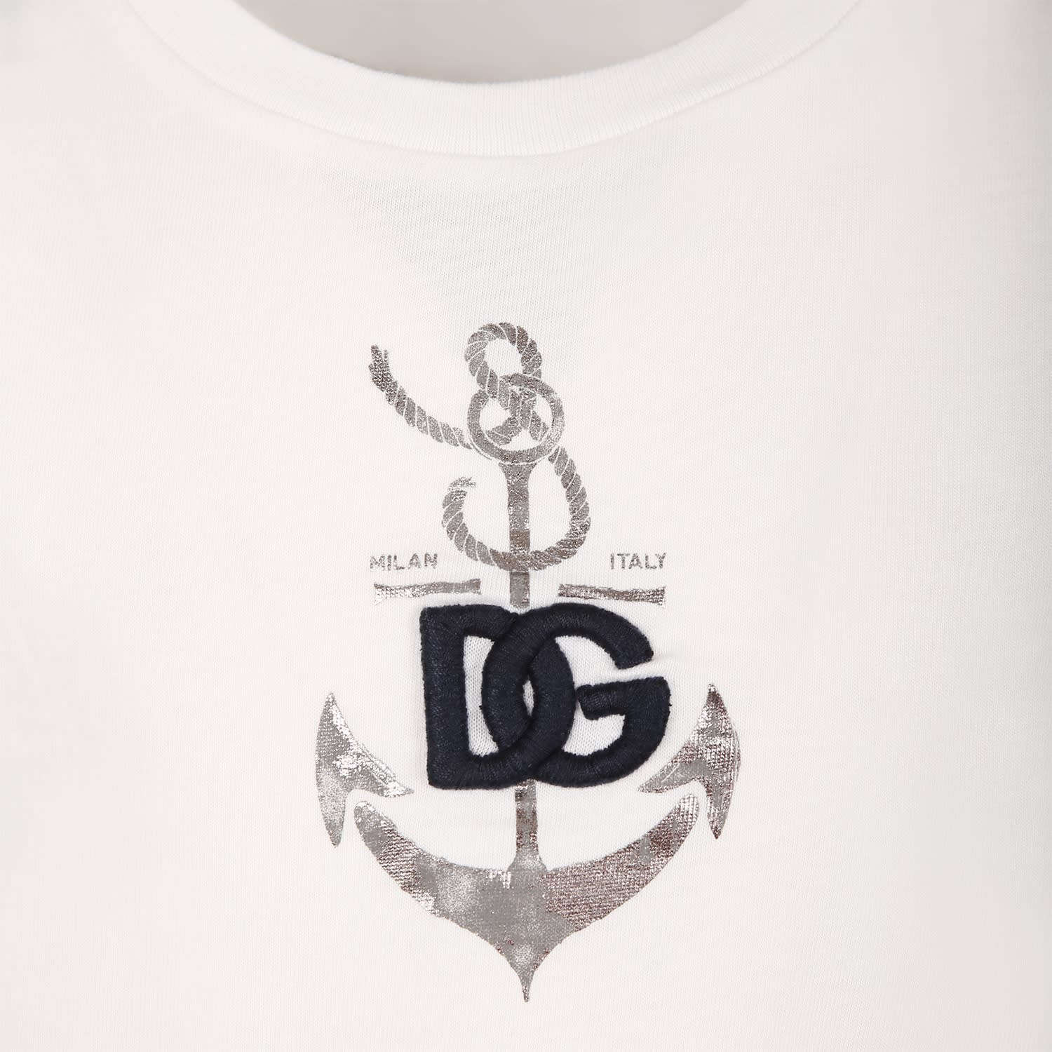 Shop Dolce & Gabbana Whit T-shirt Shorts For Boy With Iconic Monogram In White
