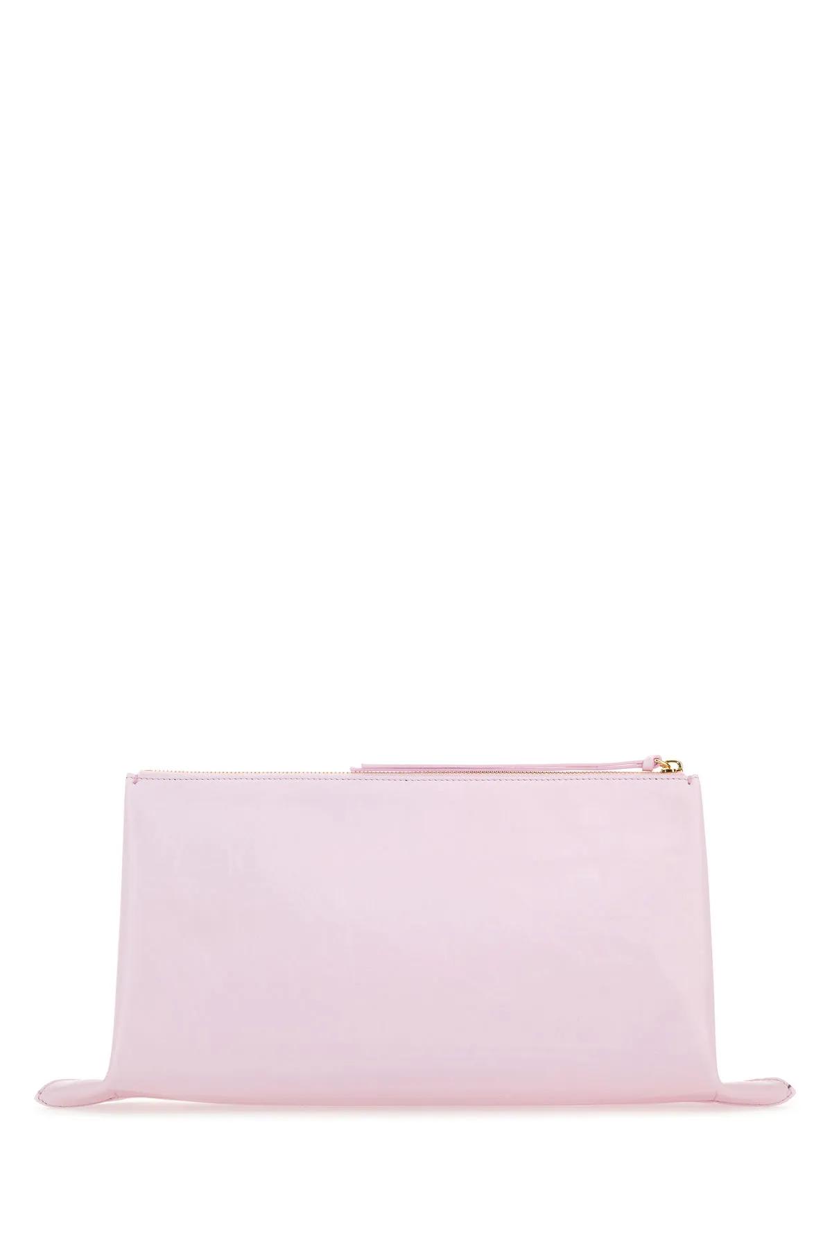 Jil Sander Pastel Pink Leather Medium Clutch In Syringa