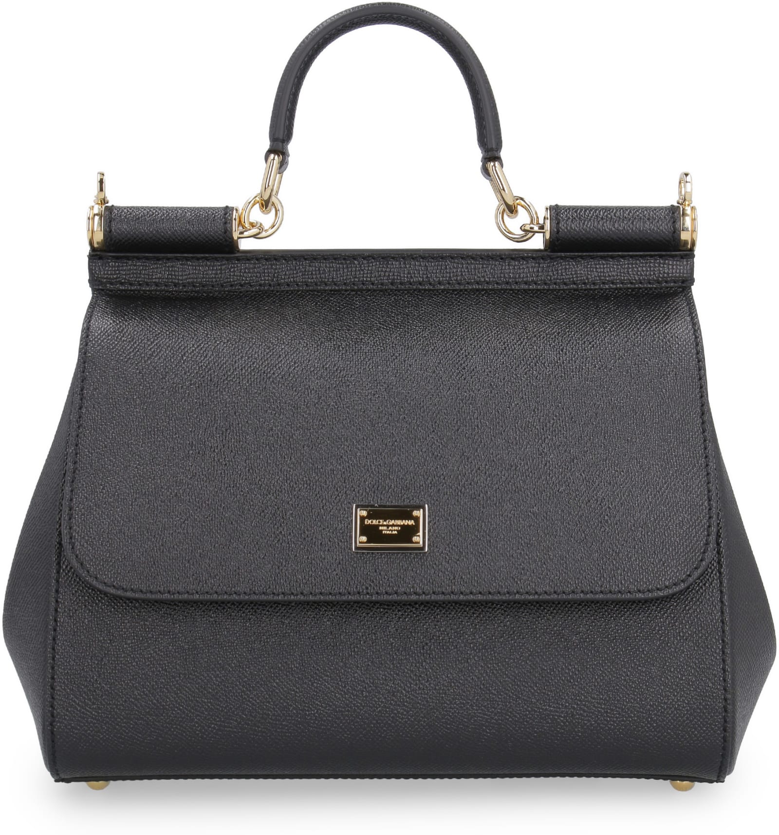 Shop Dolce & Gabbana Sicily Leather Handbag In Black