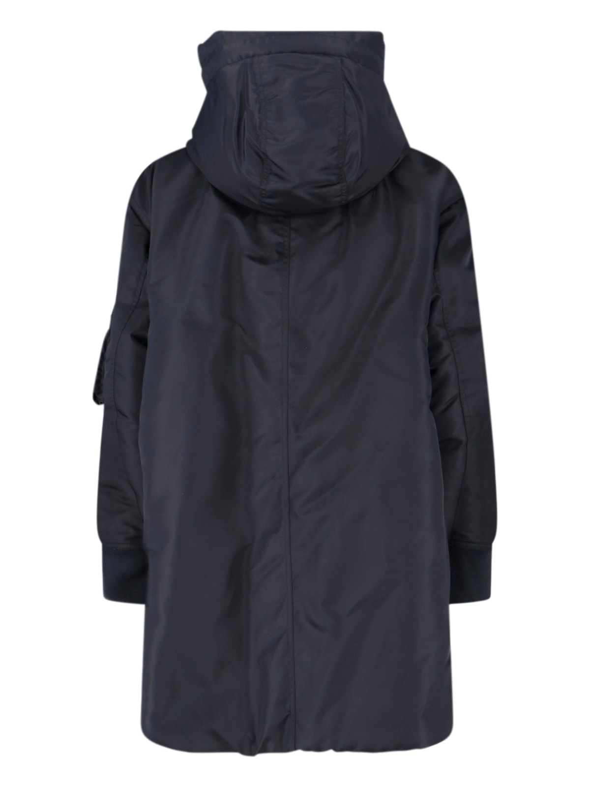 Aspesi Hooded Jacket With Arm Pocket And Drawstring In Black