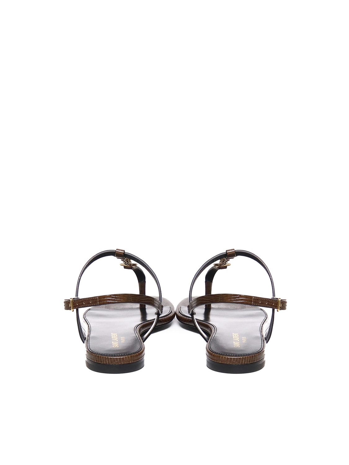 Shop Saint Laurent Cassandre Sandals In Macadamia Brown