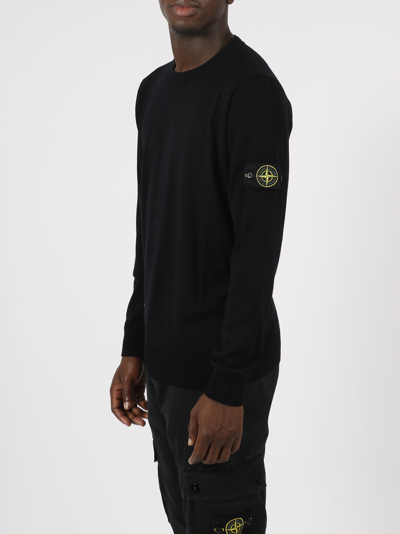 Shop Stone Island Round Neck Sweater In Black