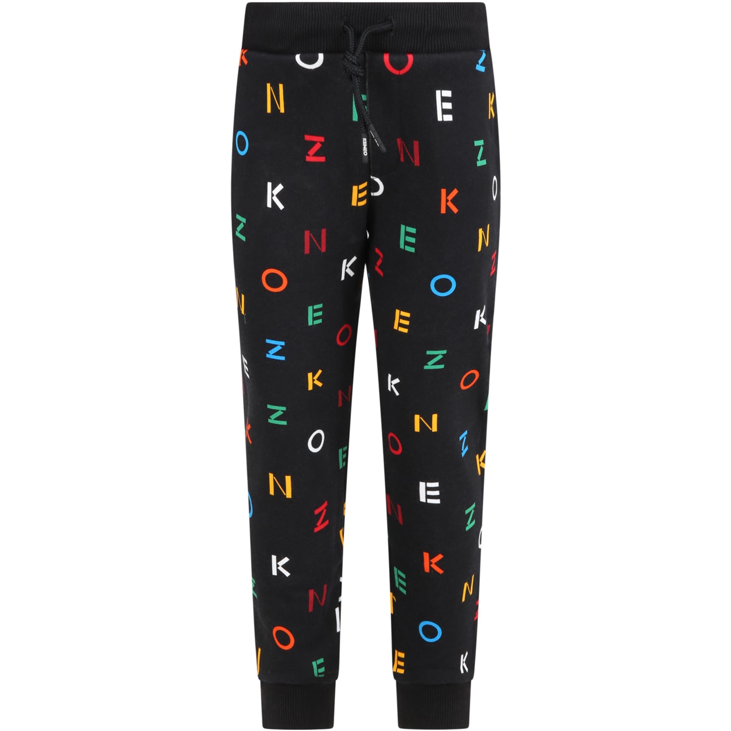 Kenzo Kids Black Sweatpants For Kids With Logos