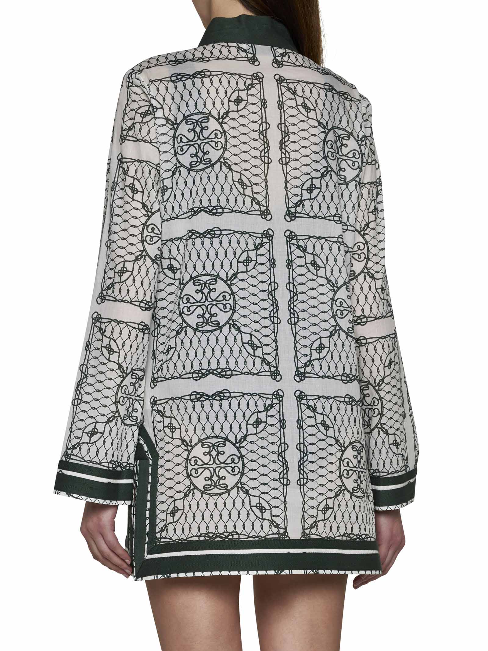 Shop Tory Burch Dress In Ivory Green Knot