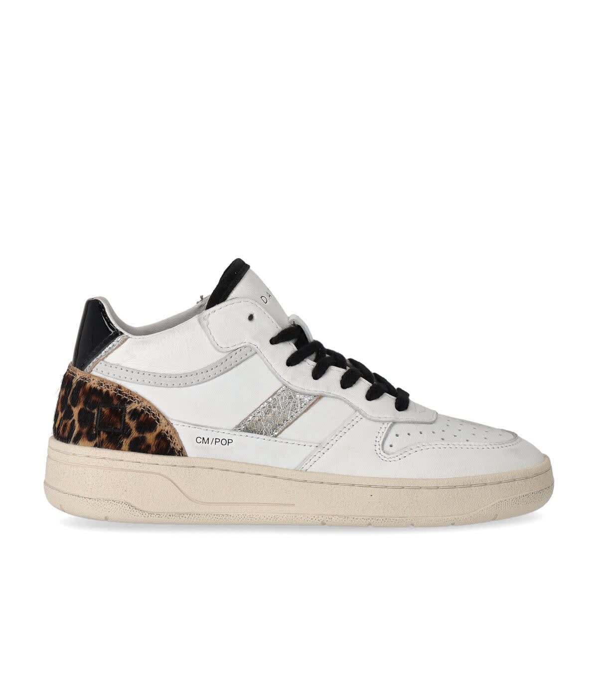 D.a.t.e. Court 2.0 Mid Pop White Leopard Sneaker