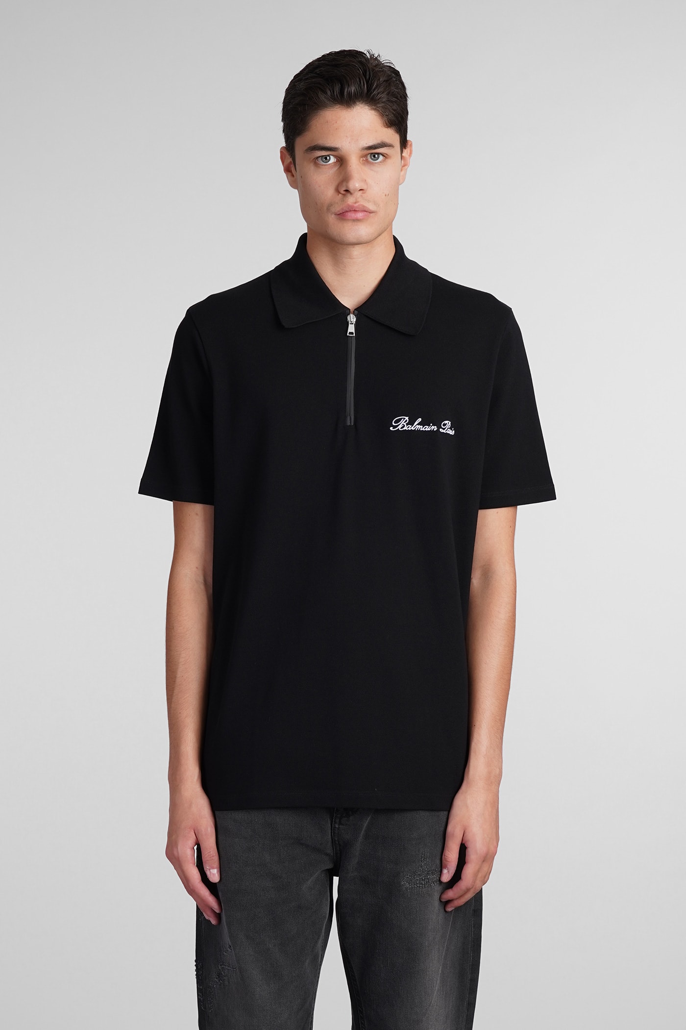 signature Black Cotton Polo Shirt