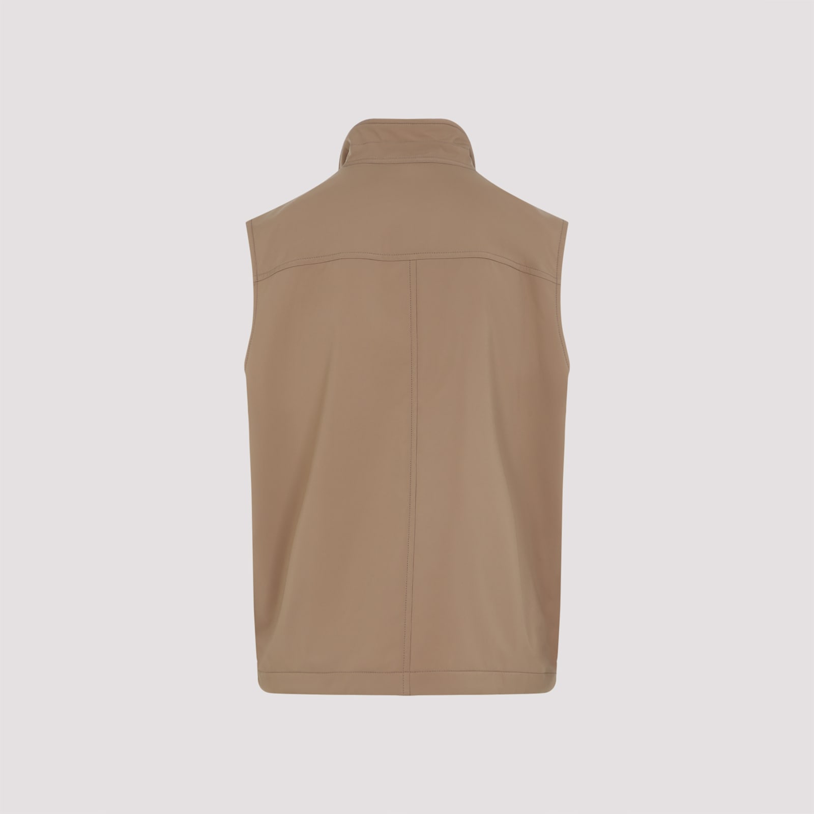 Brioni Logo Zip-up Gilet In Kaki