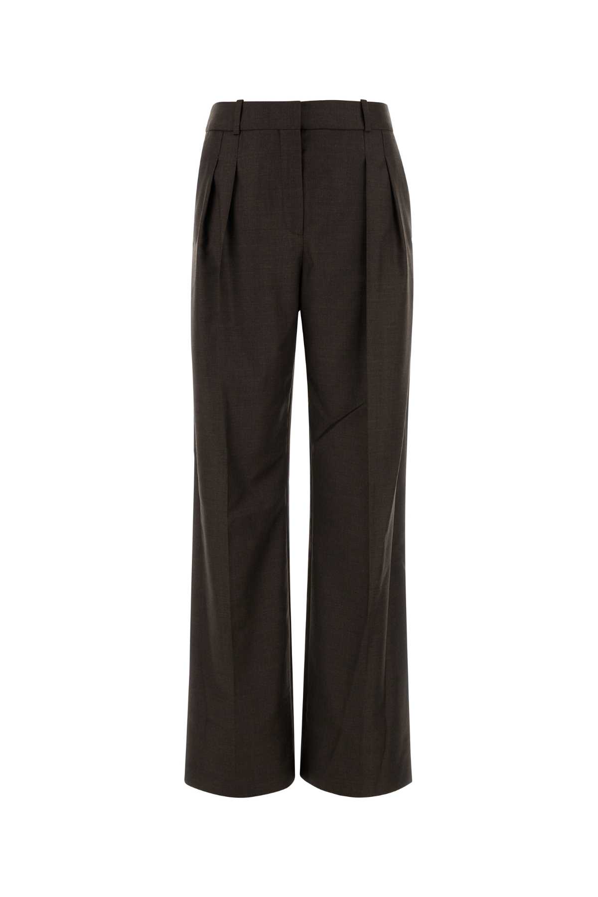 Loulou Studio Loulou Dark Brown Wool Sbiru Palazzo Pant In Multi