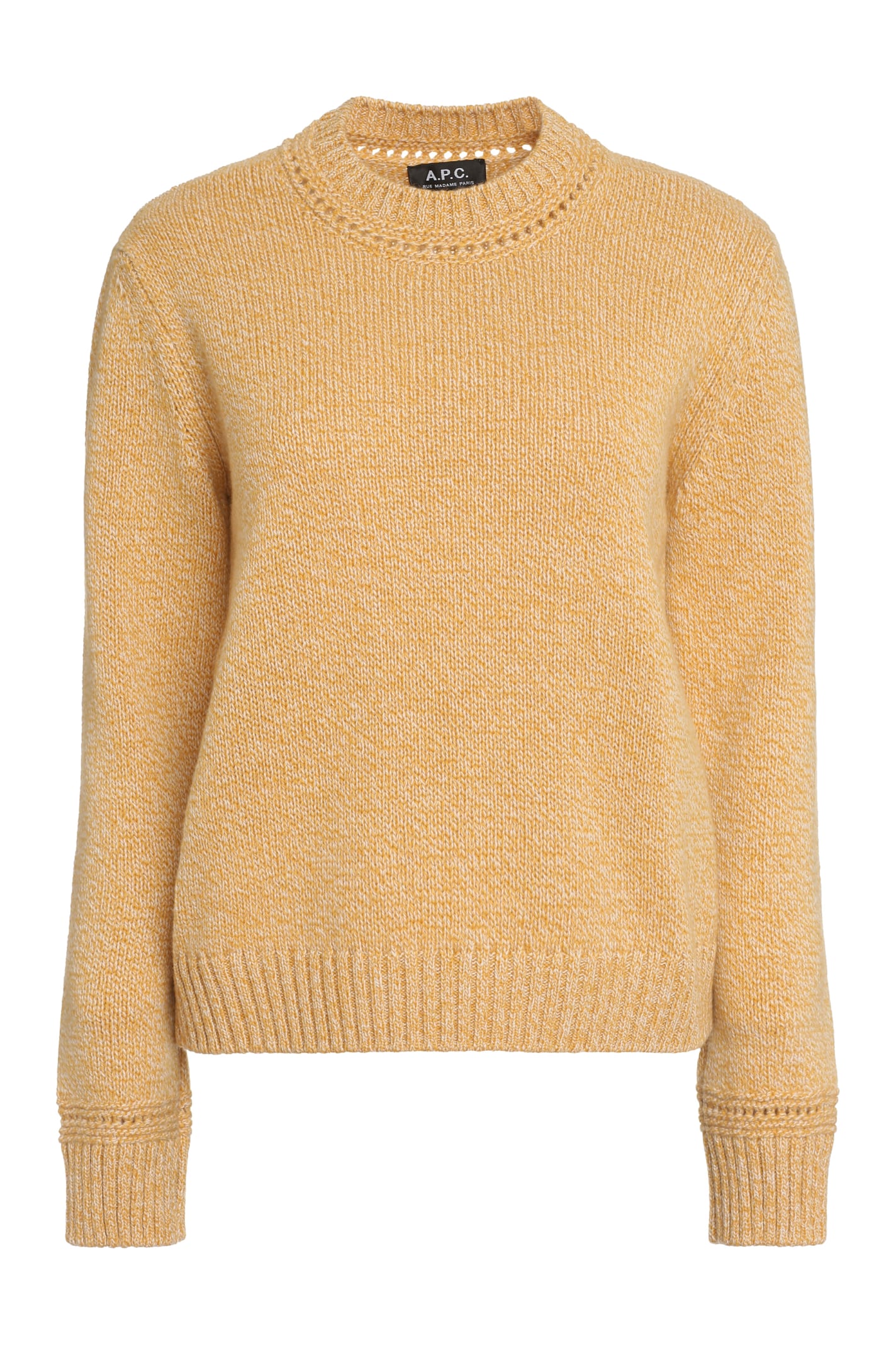 Shop Apc Margery Virgin Wool Crew-neck Sweater In Ocher