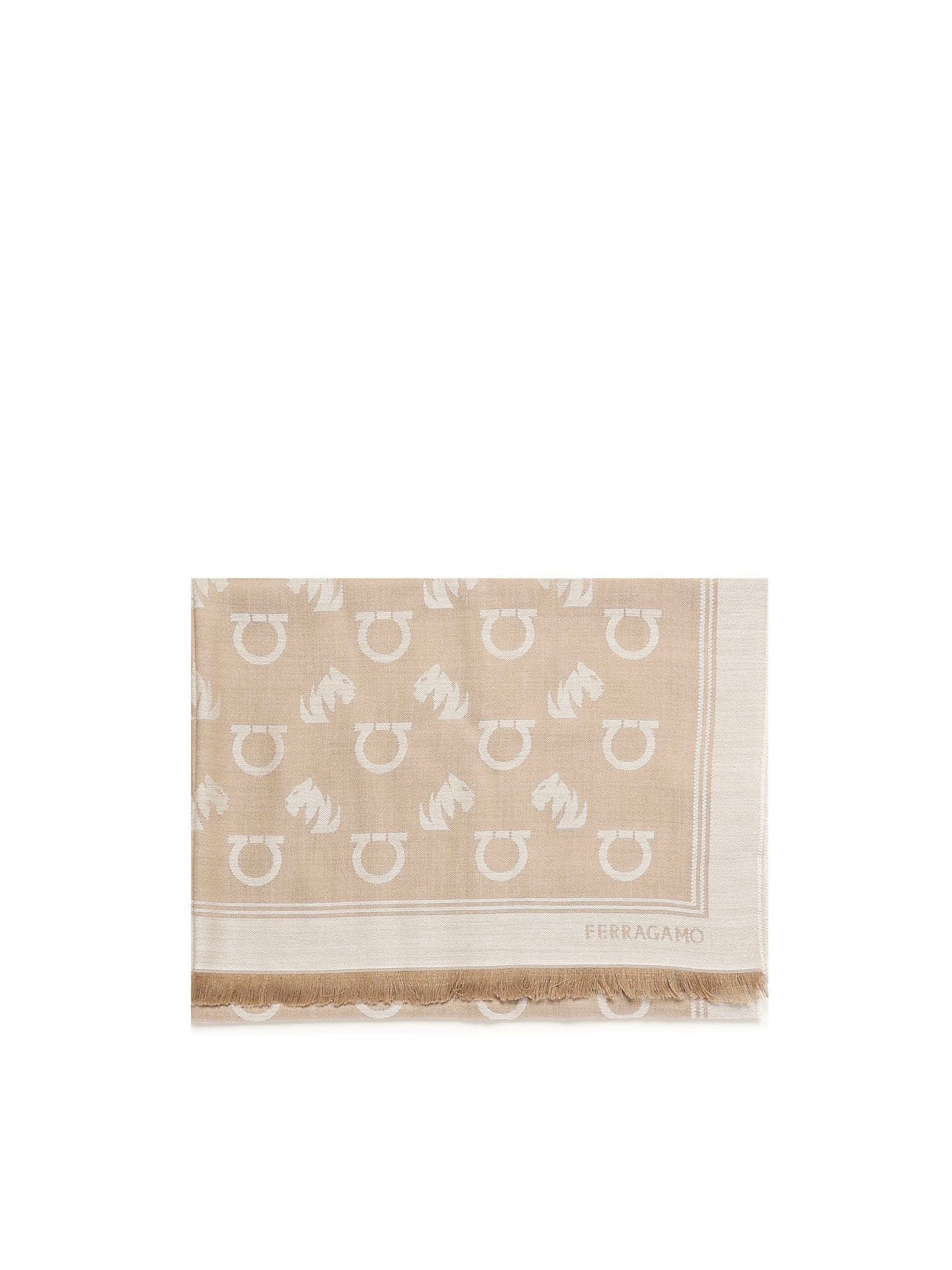 Ferragamo Gancini Square Stole In Neutral