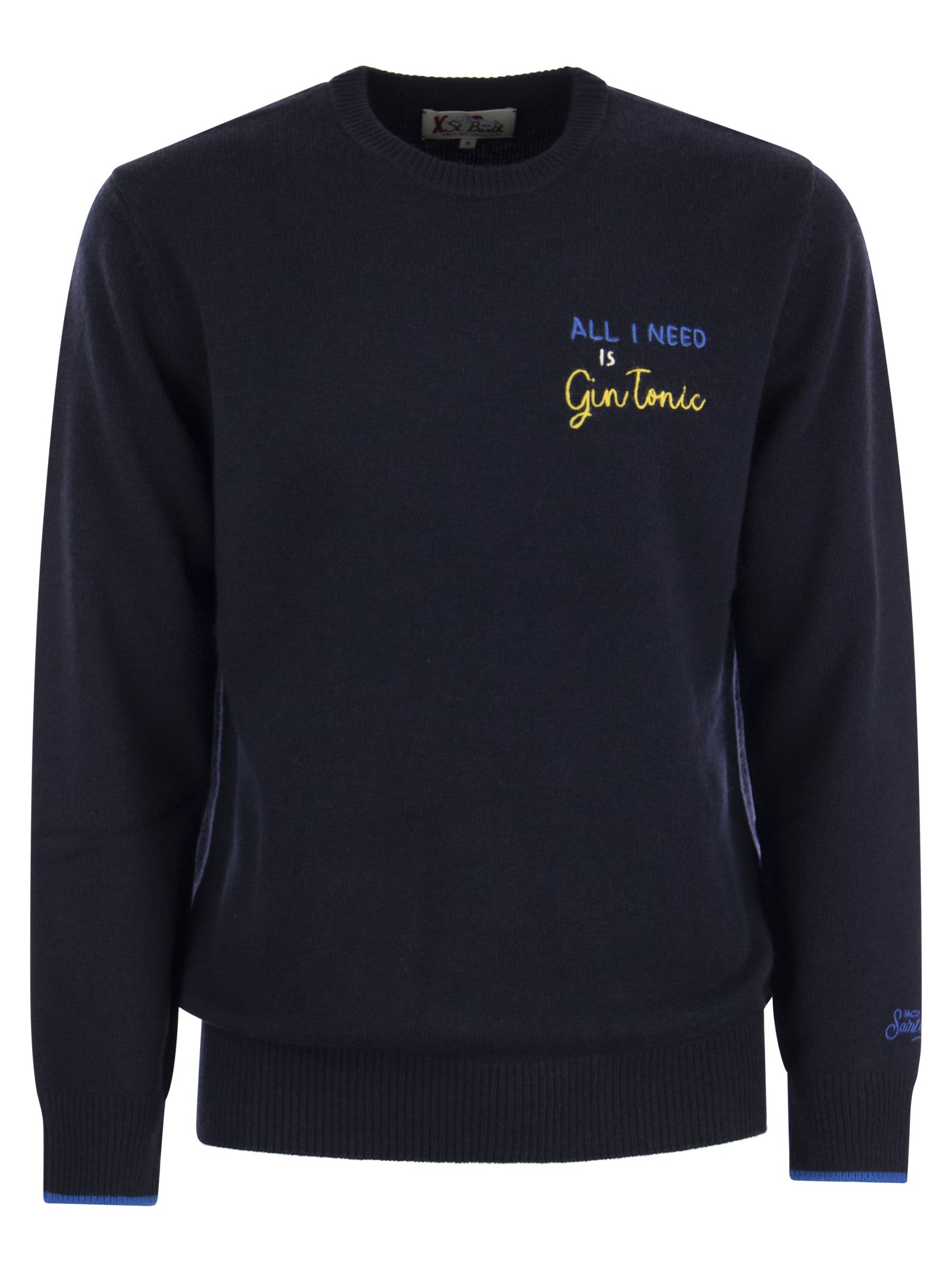 Shop Mc2 Saint Barth Need Gin Wool And Cashmere Blend Jumper In Blue