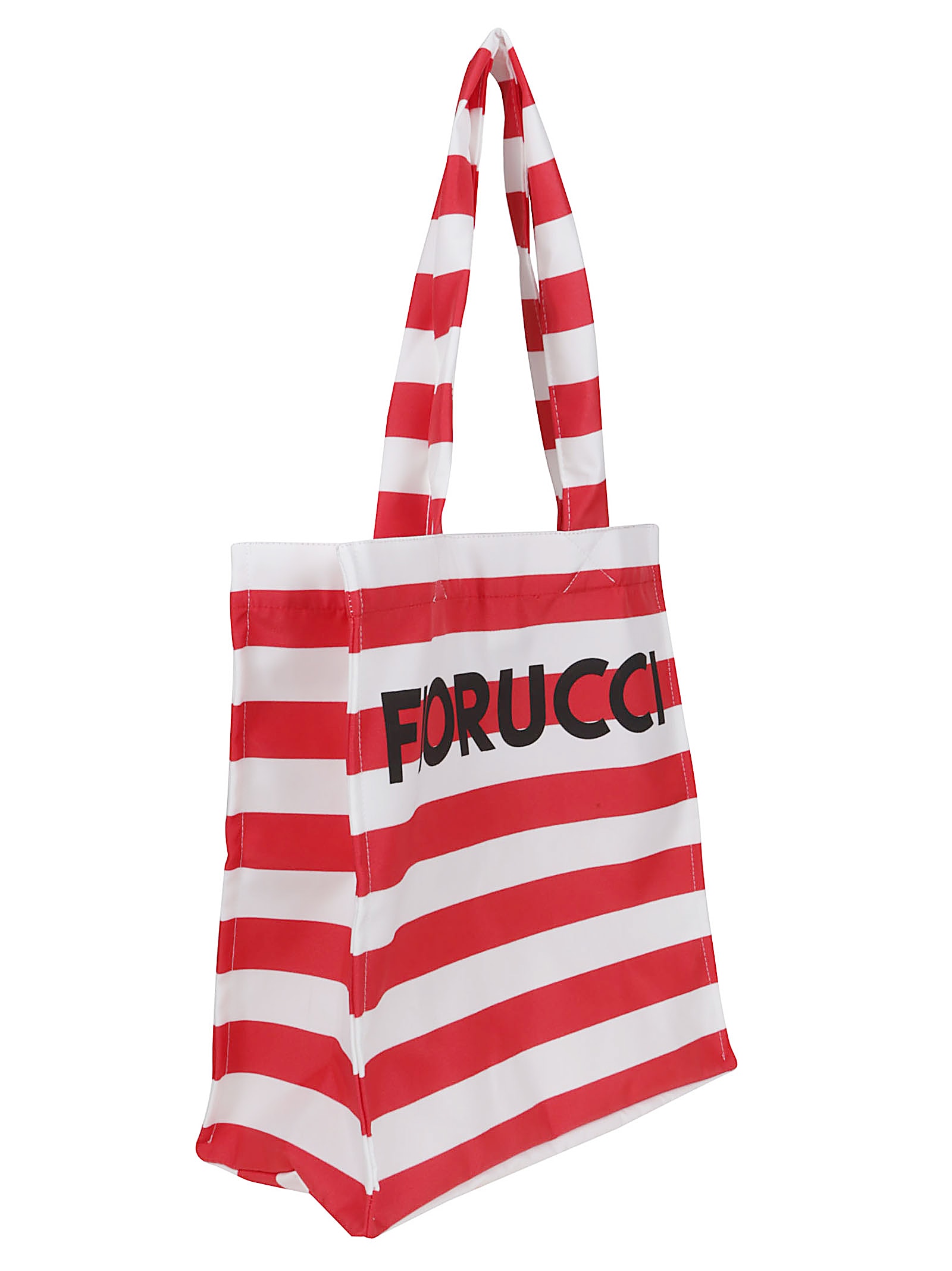Fiorucci Red Striped Logo Print Nylon Tote Bag In Red