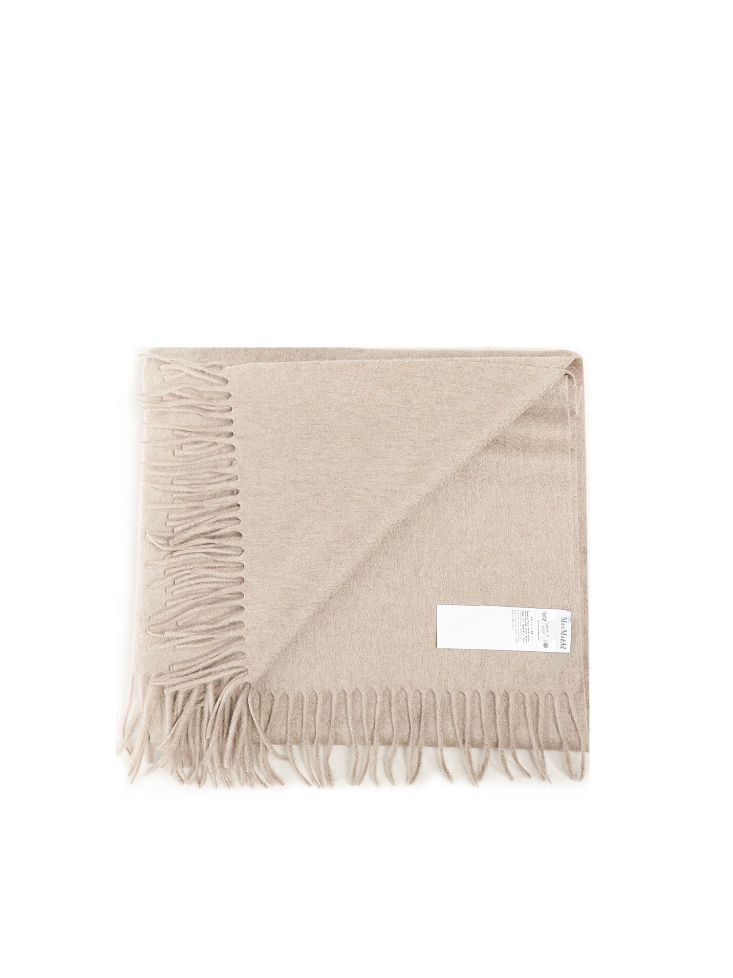 Max Mara Cashmere Stole With Embroidery And Fringes In White