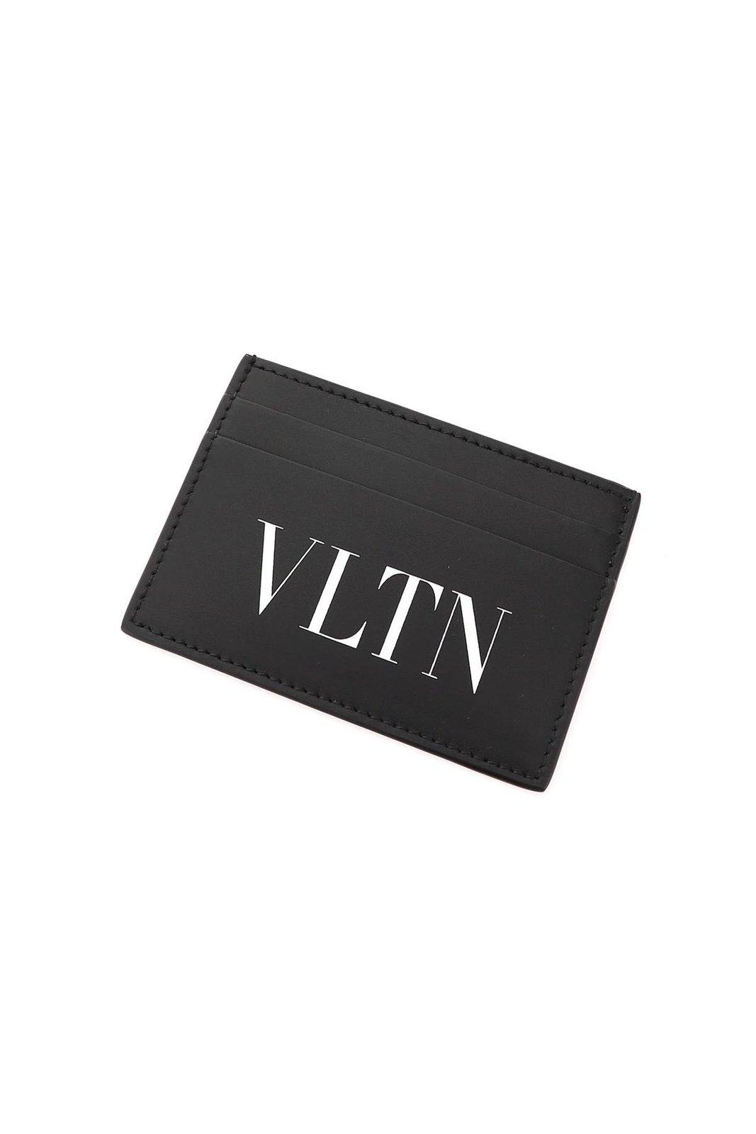 Shop Valentino Vltn Printed Cardholder In Nero
