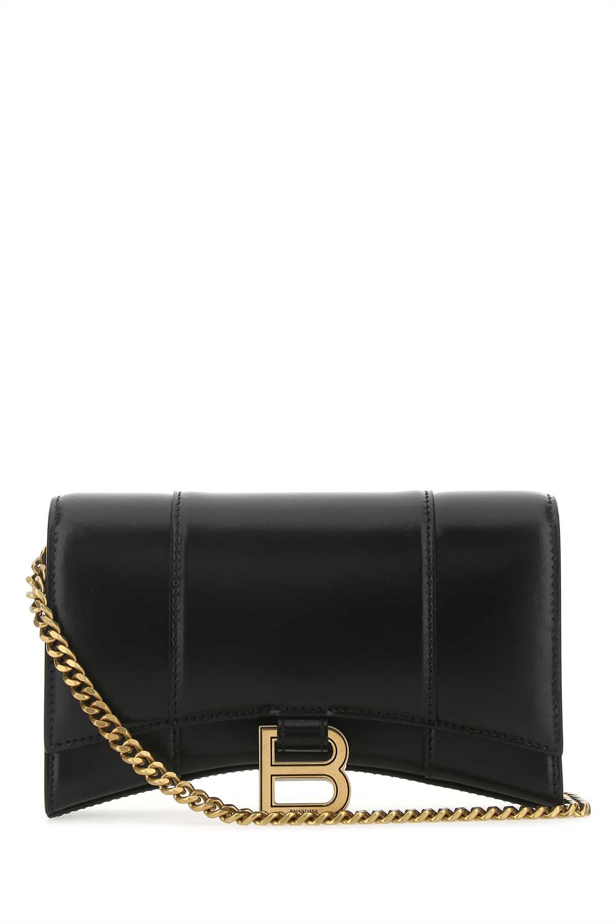 Shop Balenciaga Black Leather Hourglass Clutch In 1000