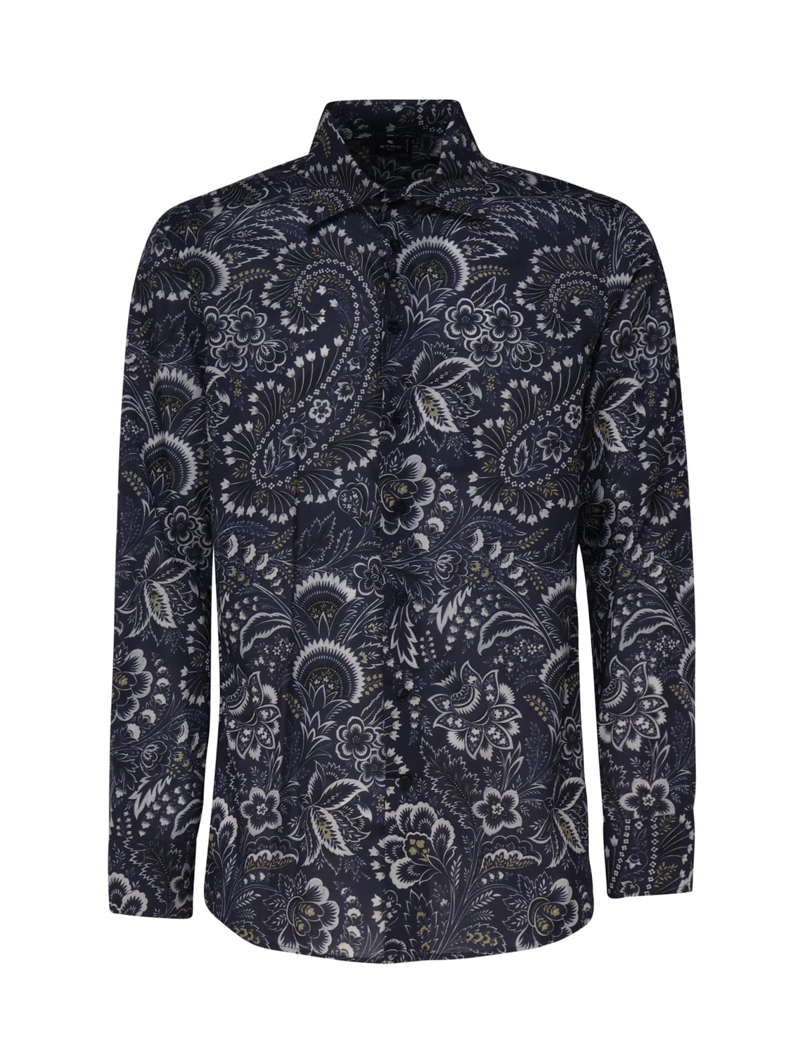 Shop Etro Cotton Shirt With Paisley Motif In Blue