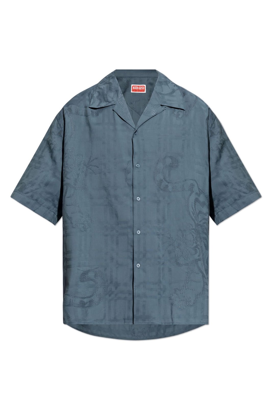 Shop Kenzo Bamboo Tiger Hawaiian Jacquard Shirt  In Blue