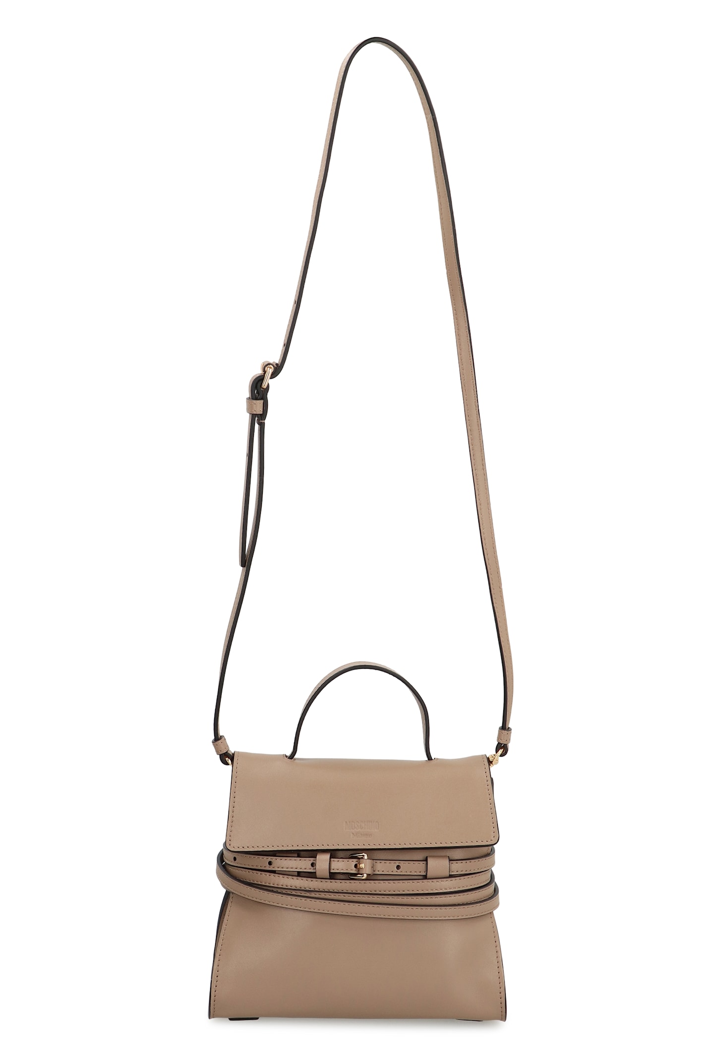 Moschino Tie Me Small Leather Handbag In Nude