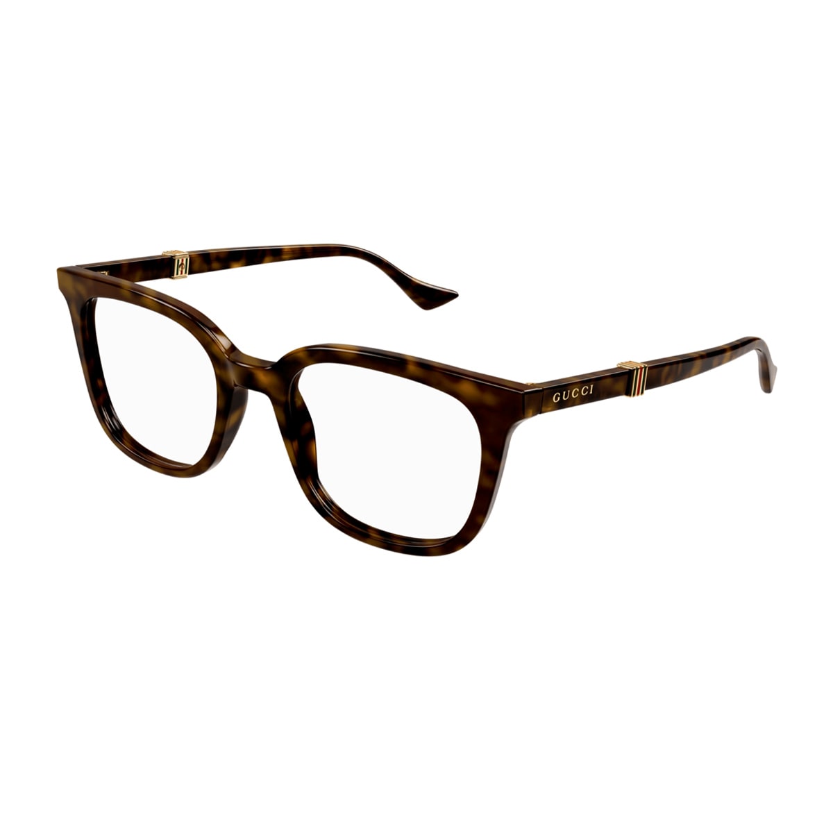 Shop Gucci Gg1525o Linea Web 002 Havana Trasparent Glasses In Marrone