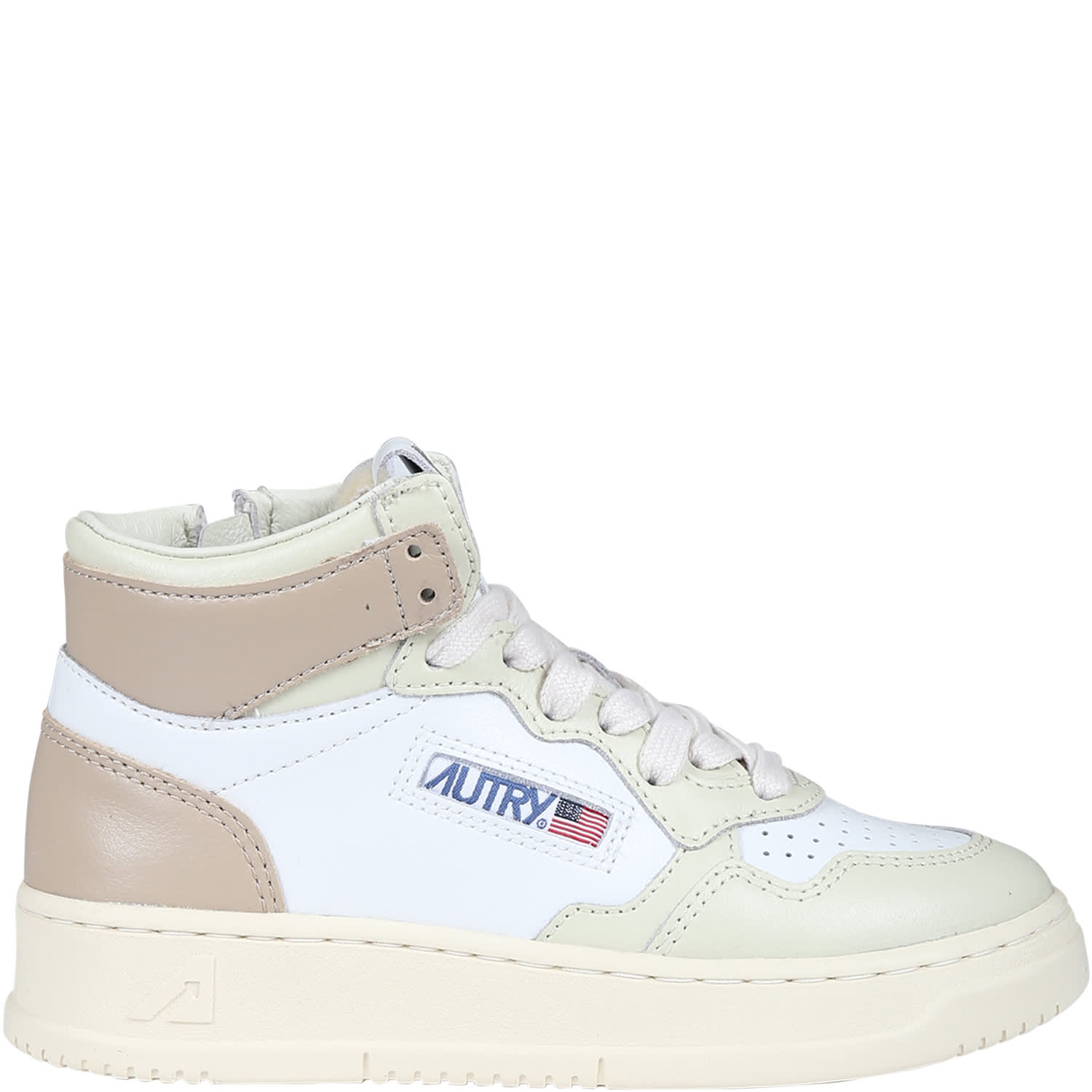 Autry Beige Sneakers For Kids With Logo