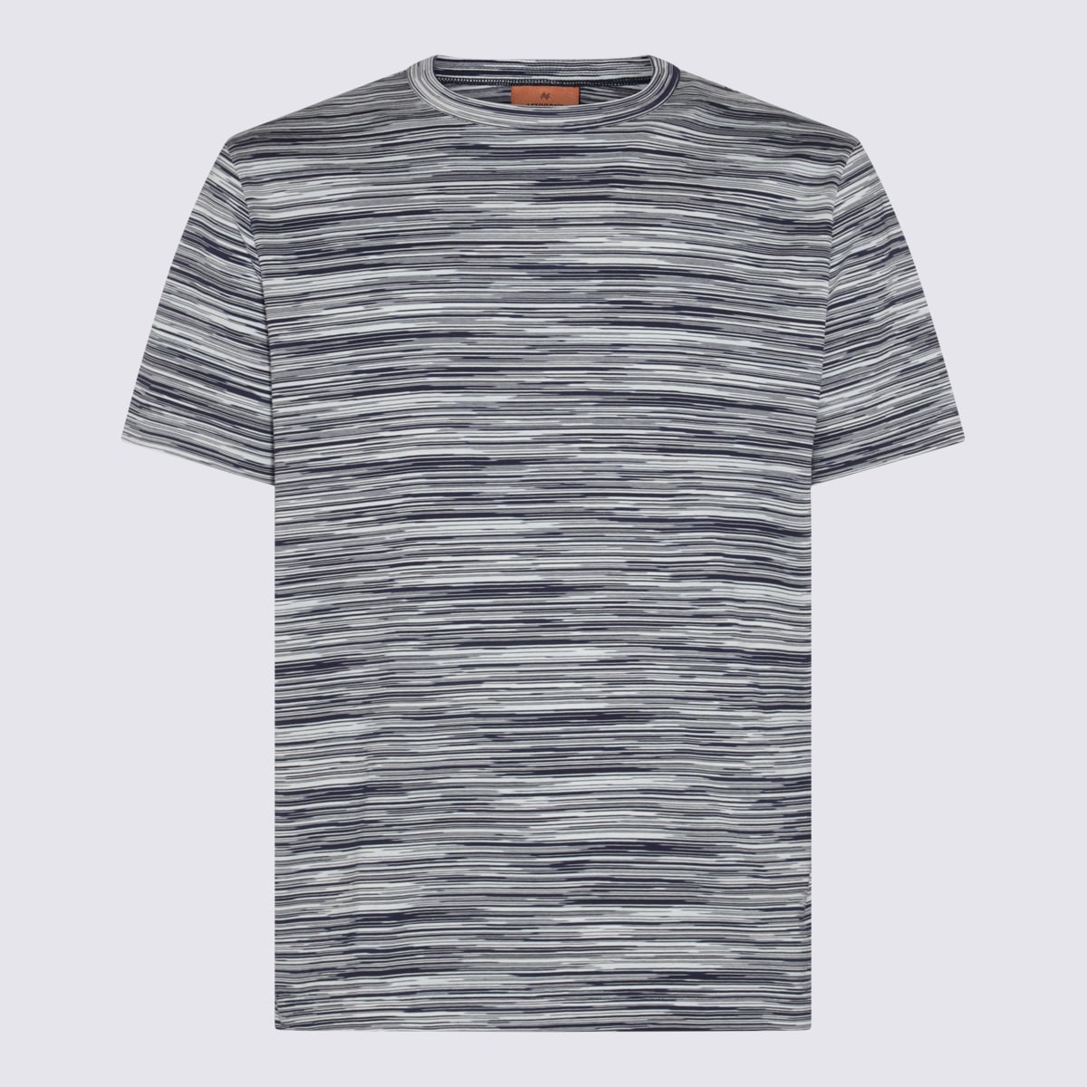 Shop Missoni Multicolor Cotton T-shirt In Space Dyed Navy White