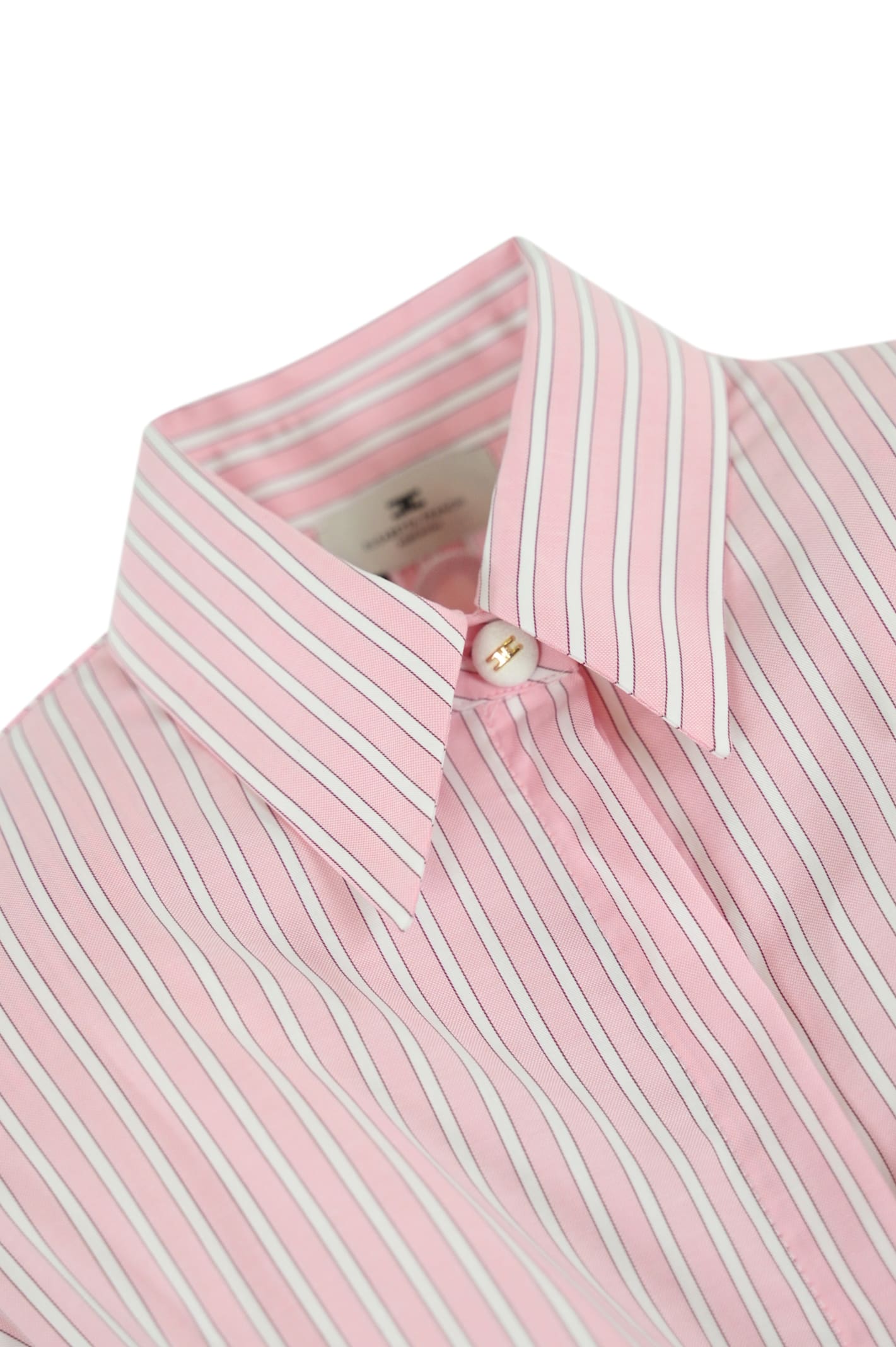 Elisabetta Franchi Striped Poplin Shirt With Bow In Pink