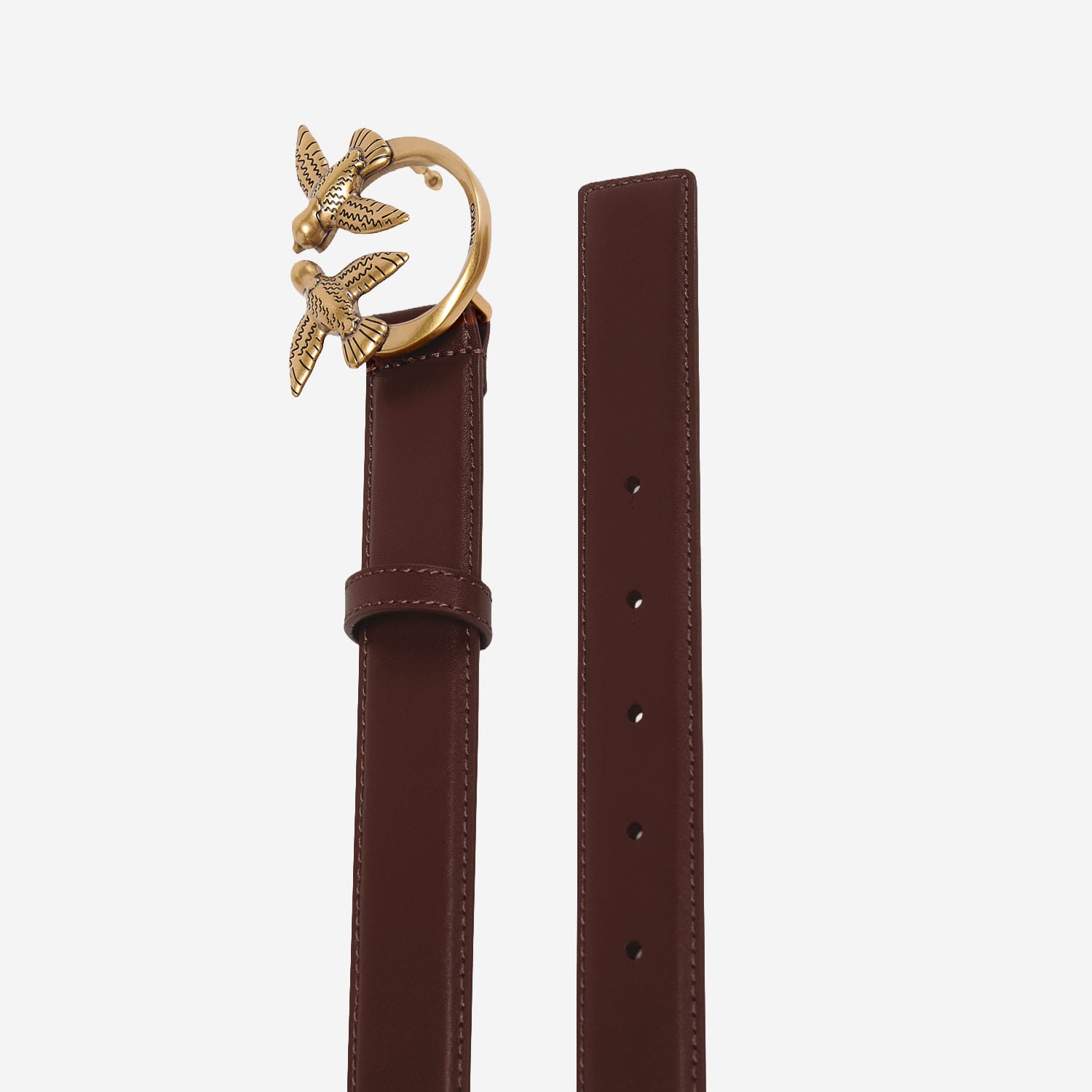 Pinko Leather Belt With Logo In Brown