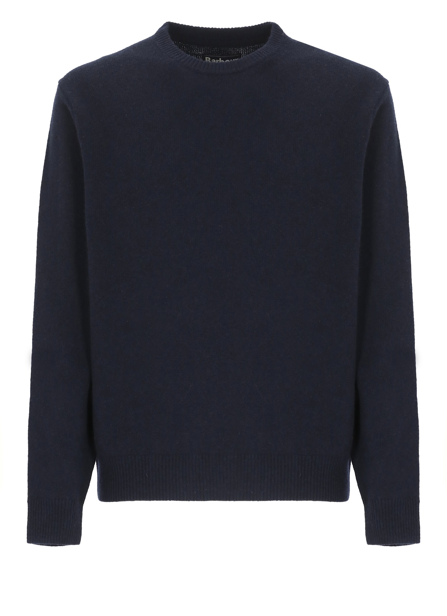 Barbour Crewneck Wool Sweater With Long Sleeves And Ribbed Trims In Blue